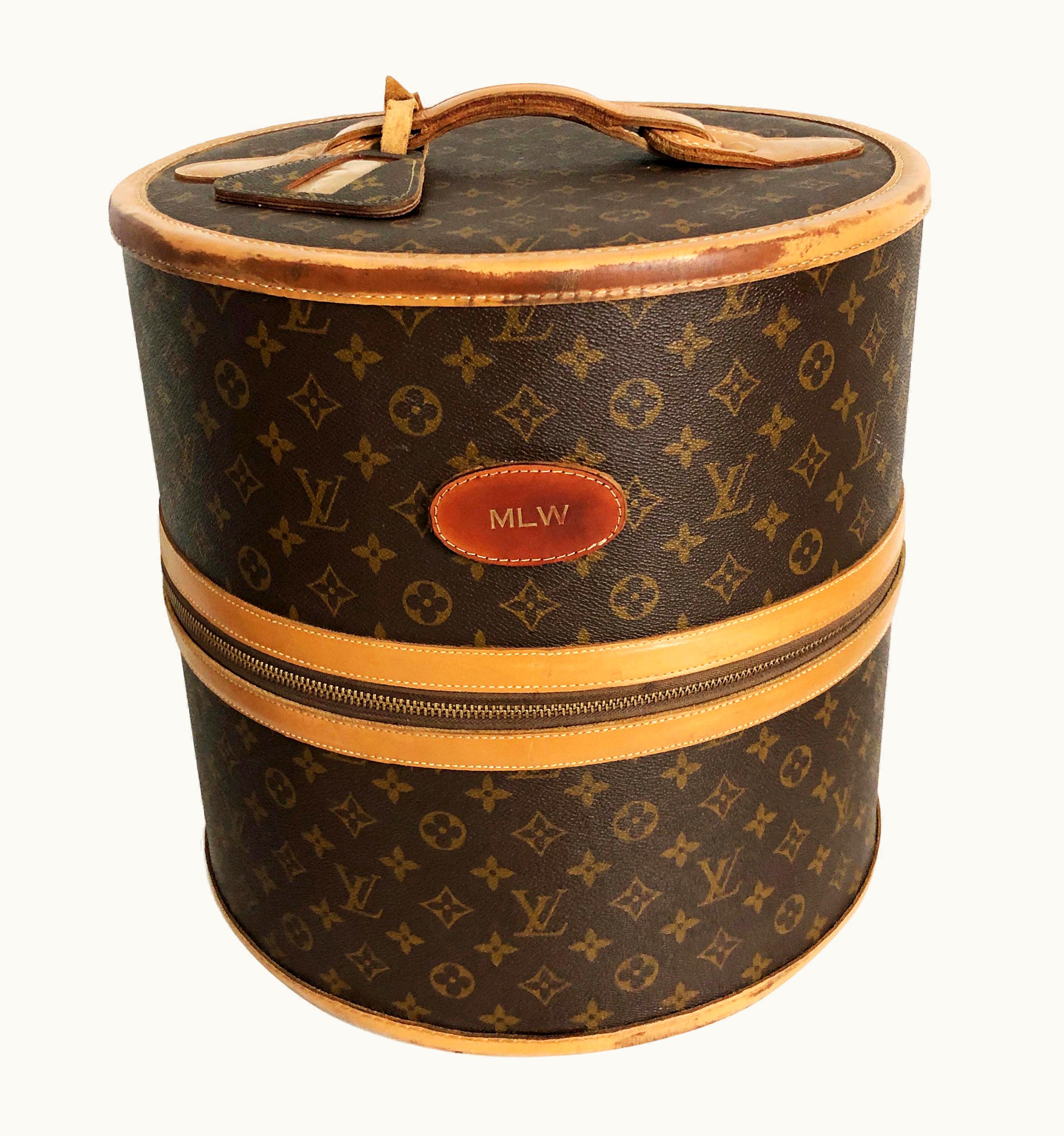 Louis Vuitton Louis Vuitton French Company Round Hat Box Wig Case Monogram Travel Bag Vintage