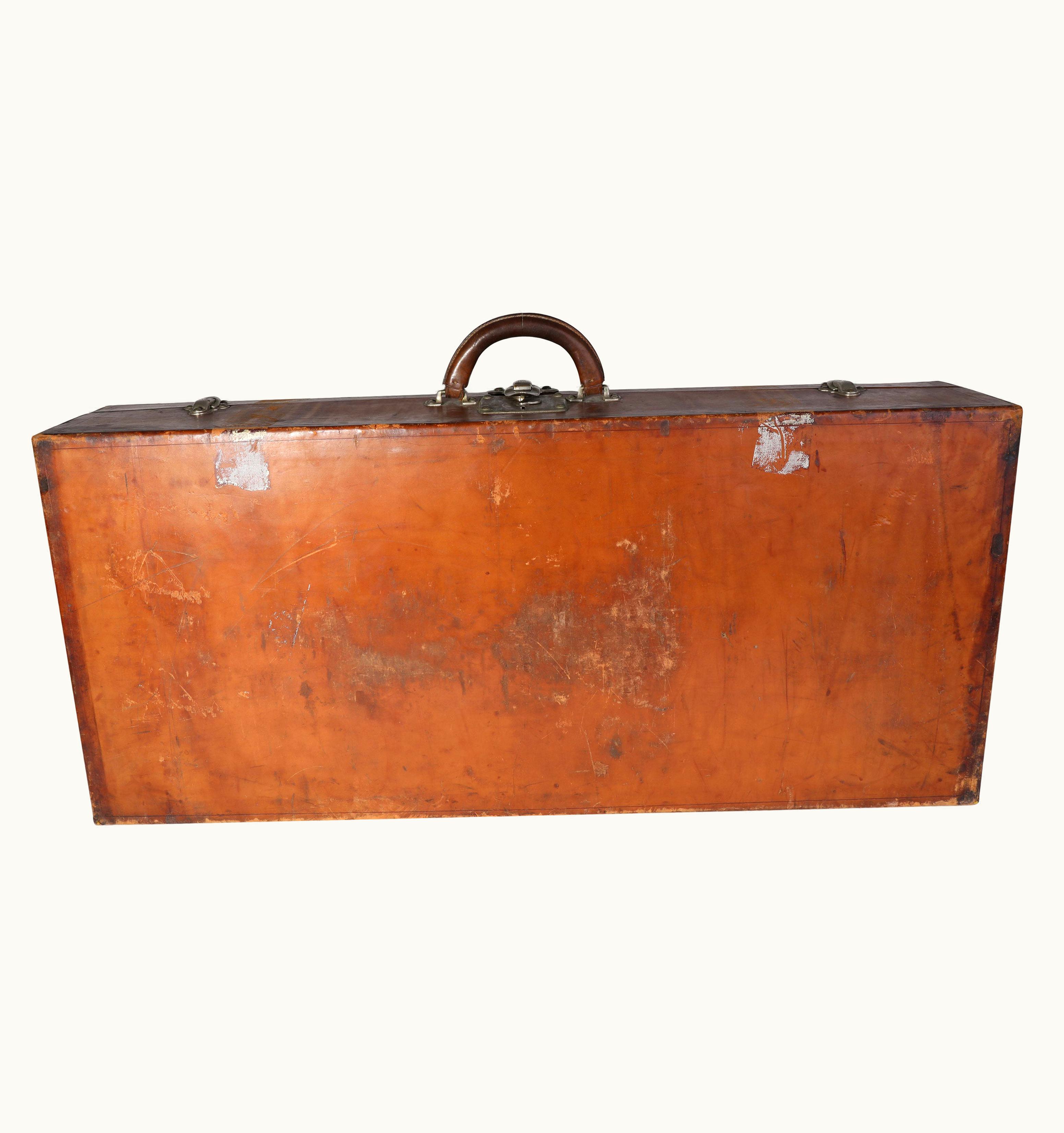 Louis Vuitton Louis Vuitton Vintage Brown Leather & Wood Trunk