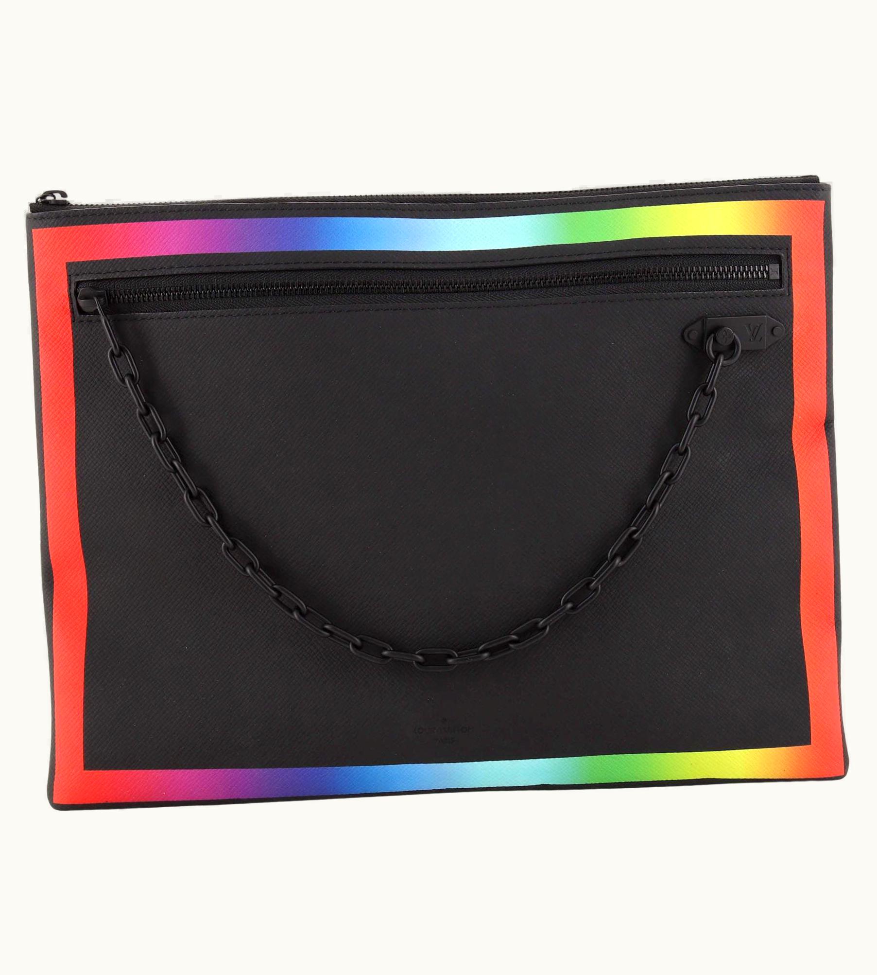 Louis Vuitton Louis Vuitton Pochette A4 Rainbow Taiga Leather Bag in Black
