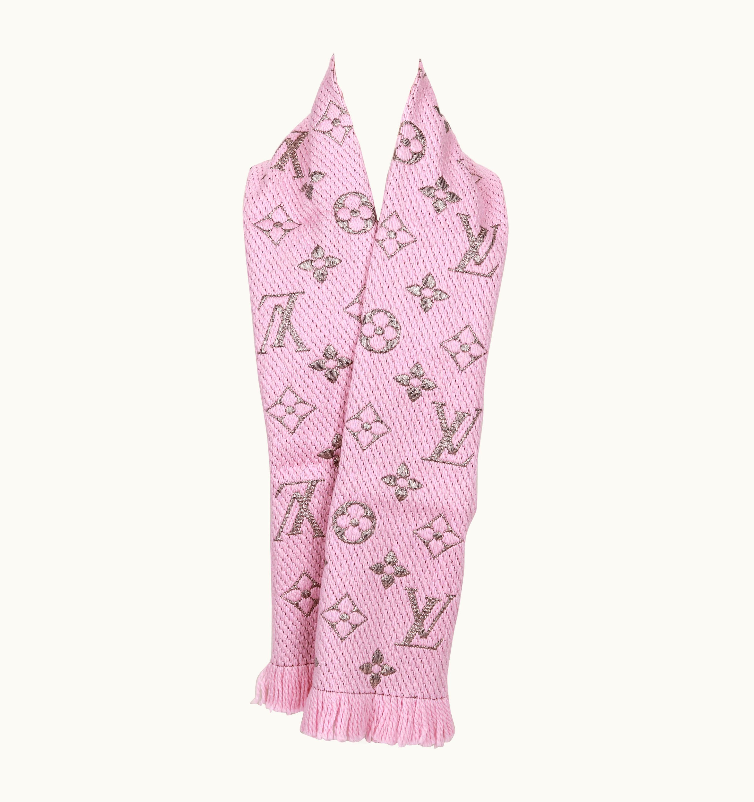 Louis Vuitton Metallic Pink Woven Logo Scarf