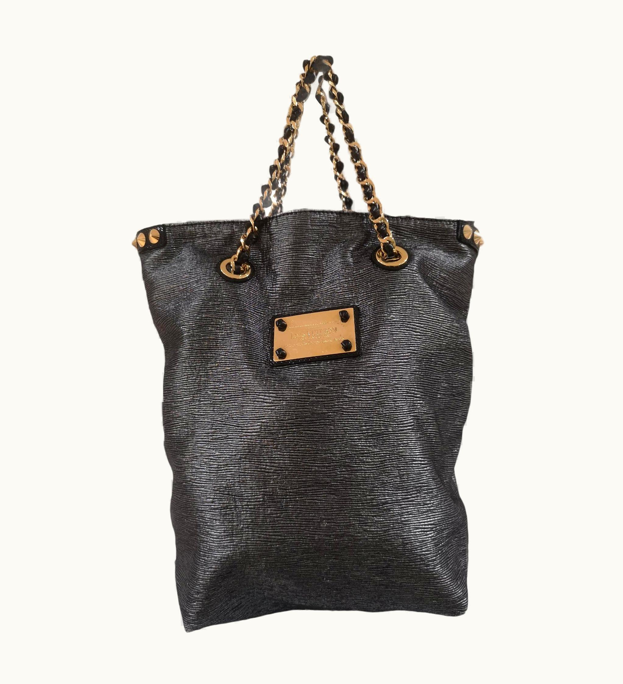 Louis Vuitton Anthracite Gold Studs Shoulder Handle Bag
