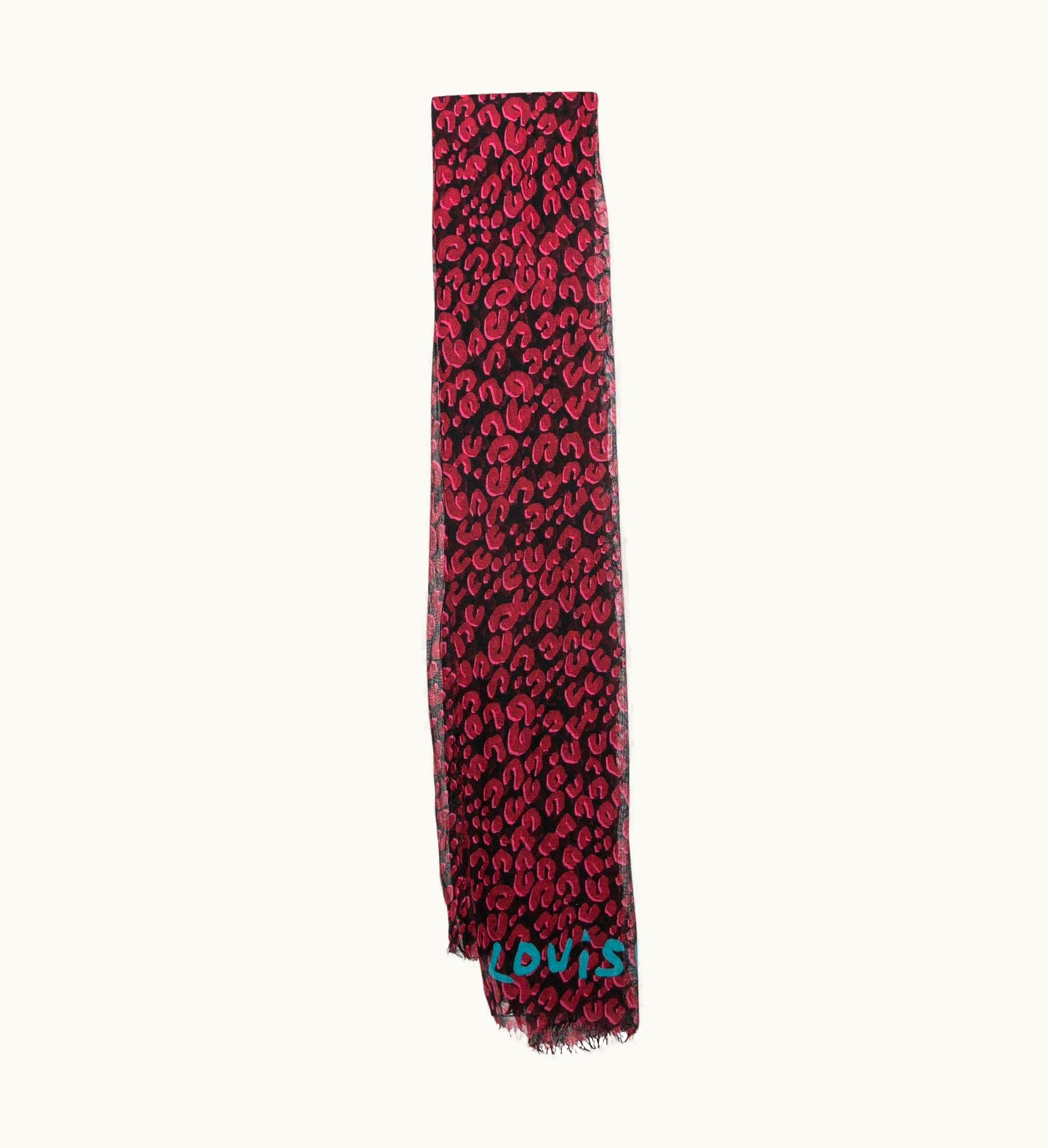 Louis Vuitton Black Animal Printed Cashmere & Silk Scarf