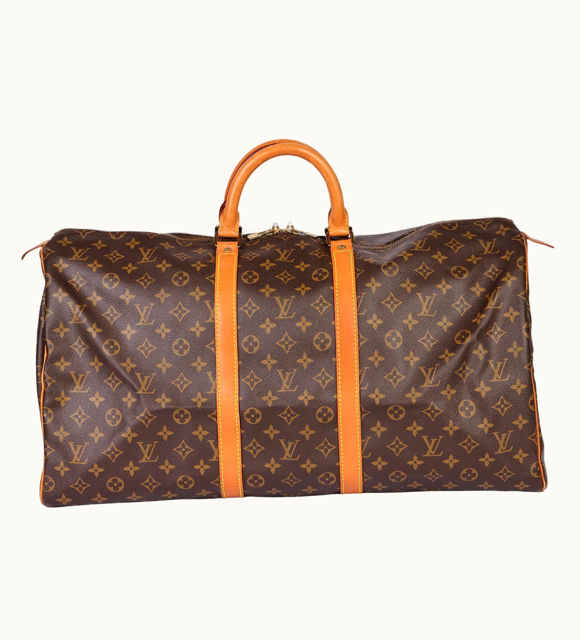 Louis Vuitton Brown Monogram Coated Canvas & Vachetta Leather Vintage Keepall UZ0581164