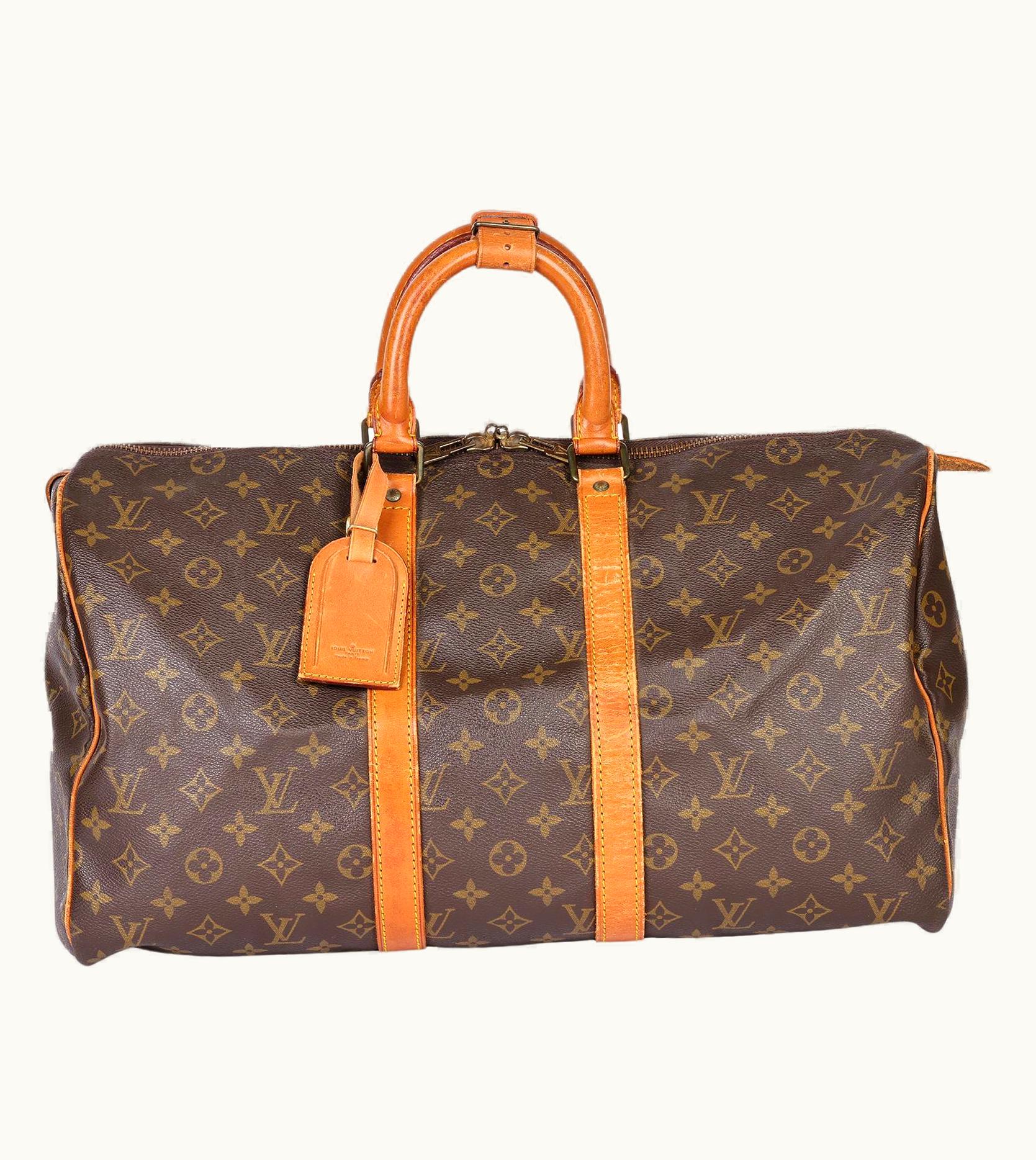 Louis Vuitton Brown Monogram Coated Canvas & Vachetta Leather Vintage Keepall UZ0581165