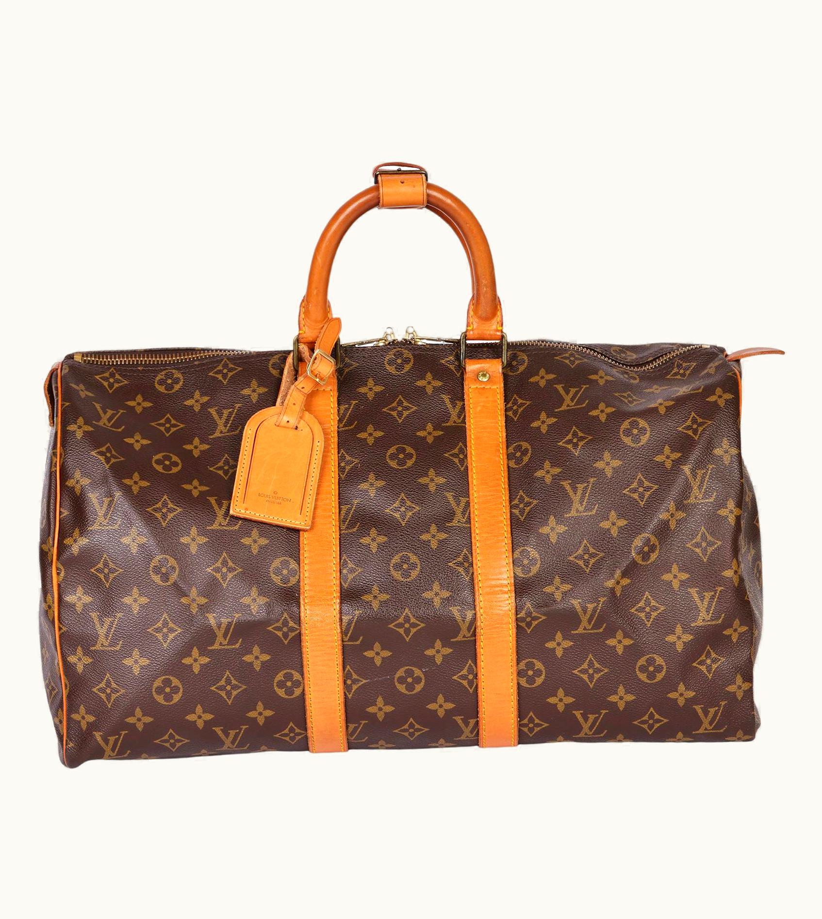 Louis Vuitton Brown Monogram Coated Canvas & Vachetta Leather Vintage Keepall UZ0581166