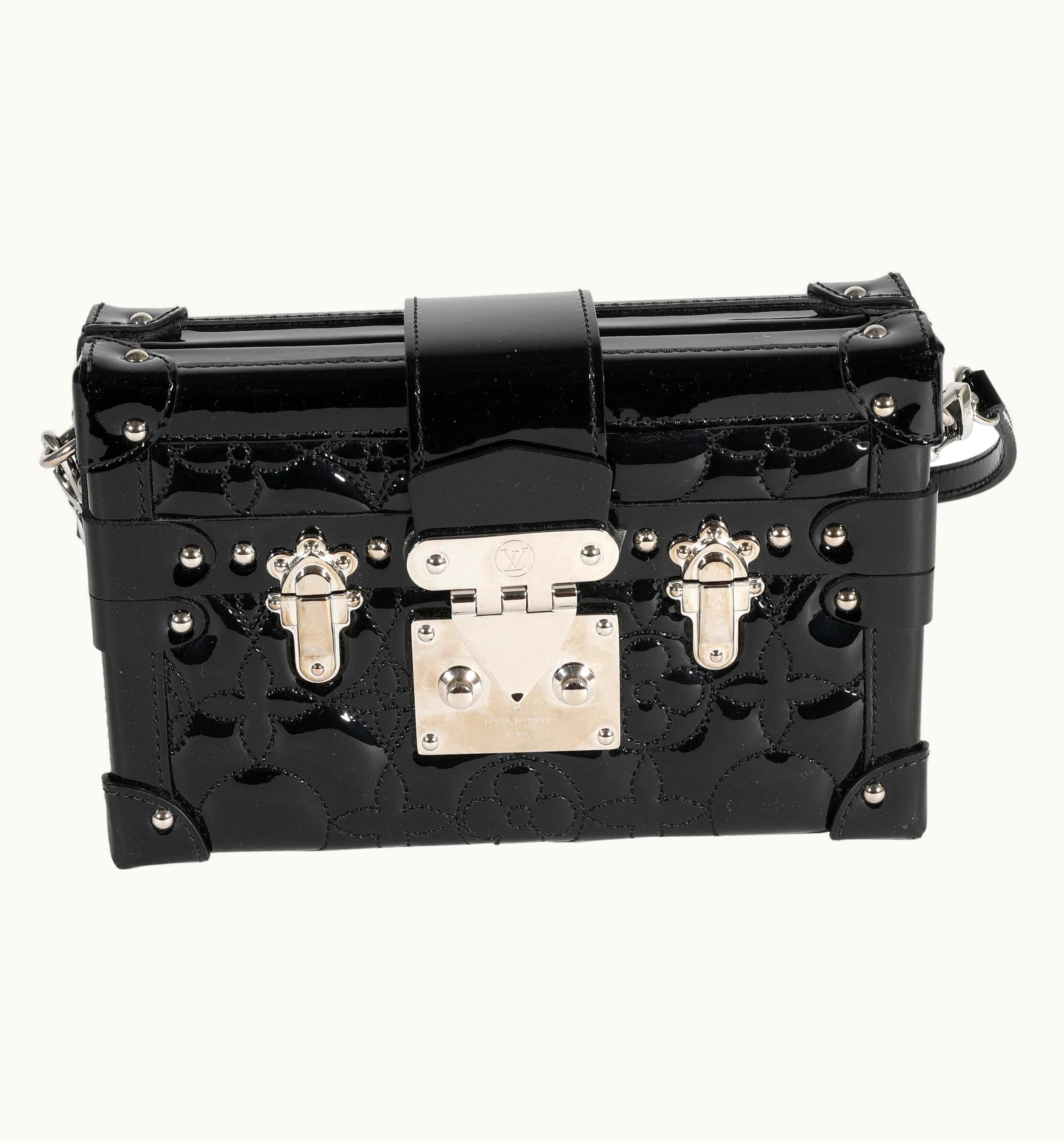 Louis Vuitton Black Fleur Monogram Vernis Petite Malle