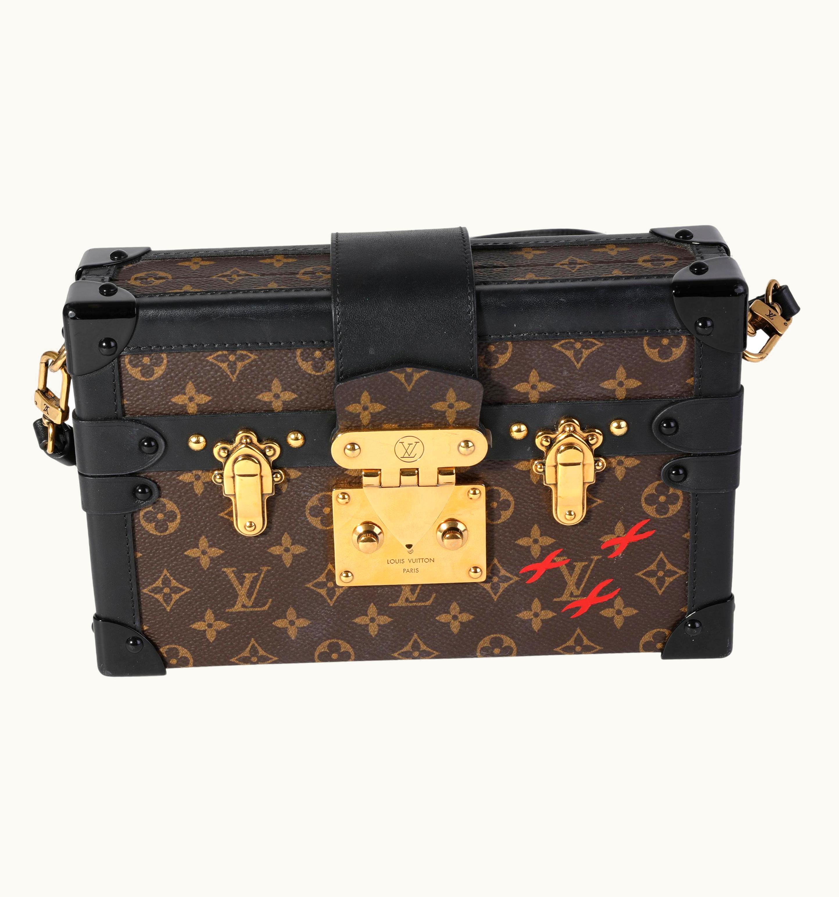Louis Vuitton Monogram Canvas & Black Calfskin Petite Malle