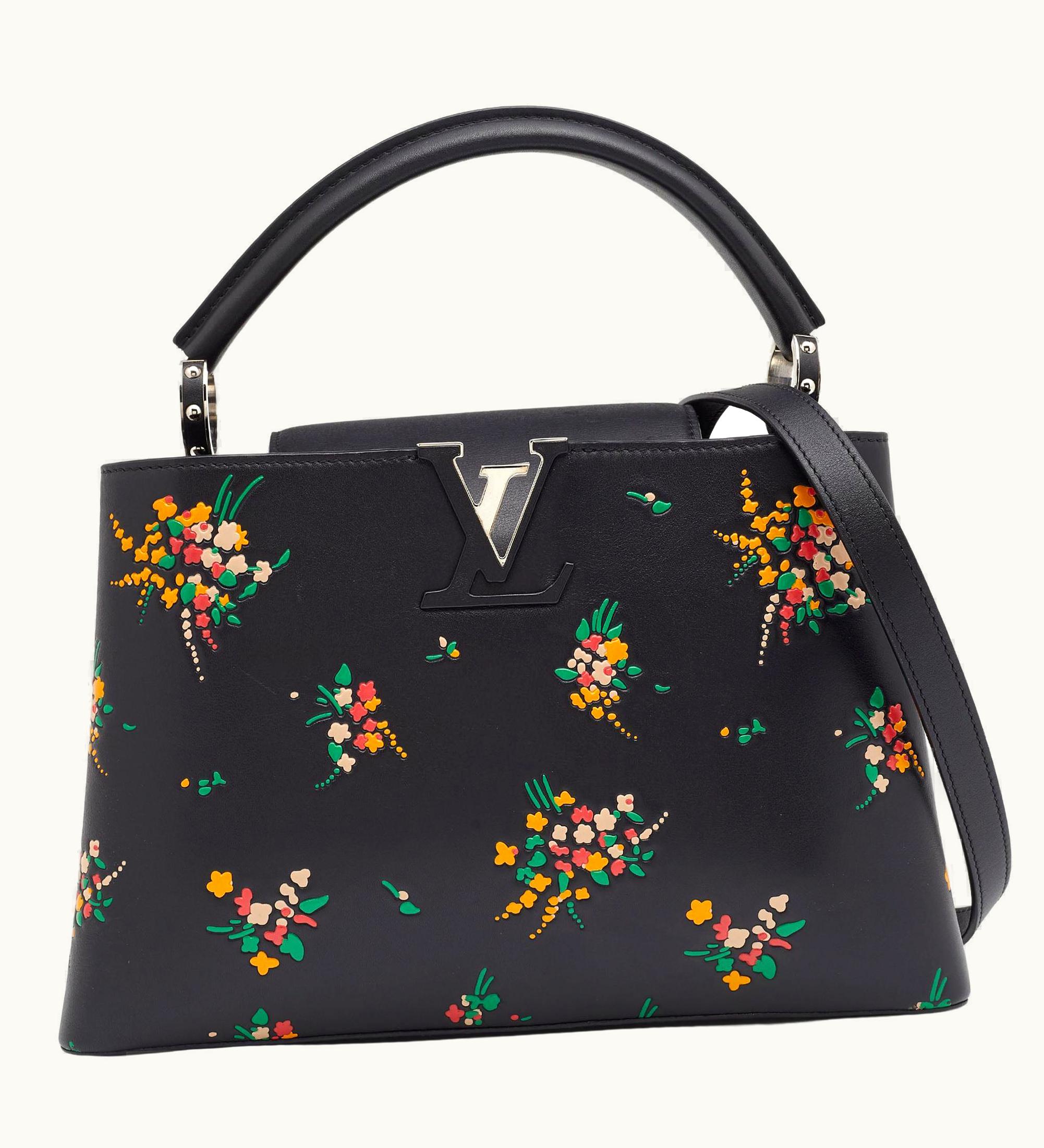 Louis Vuitton Black Leather Blossom Capucines Pm Bag