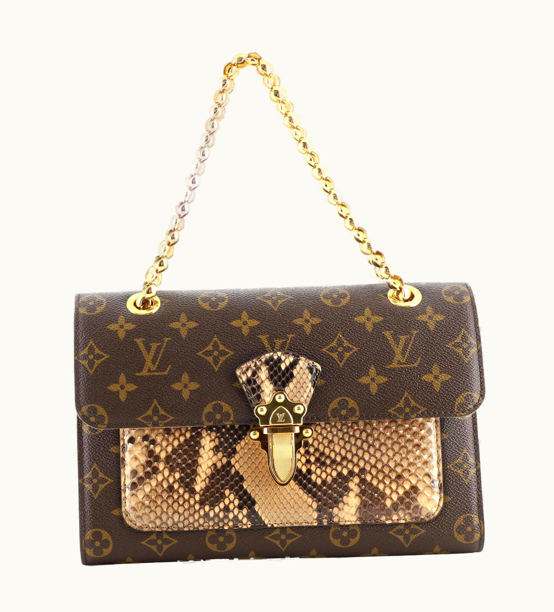 Louis Vuitton VIctoire Handbag Monogram Canvas And Python
