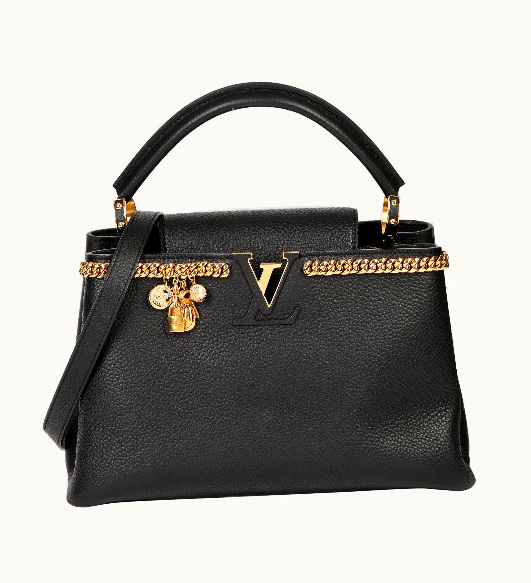 Louis Vuitton Black Taurillion Leather Charm Capucines Pm
