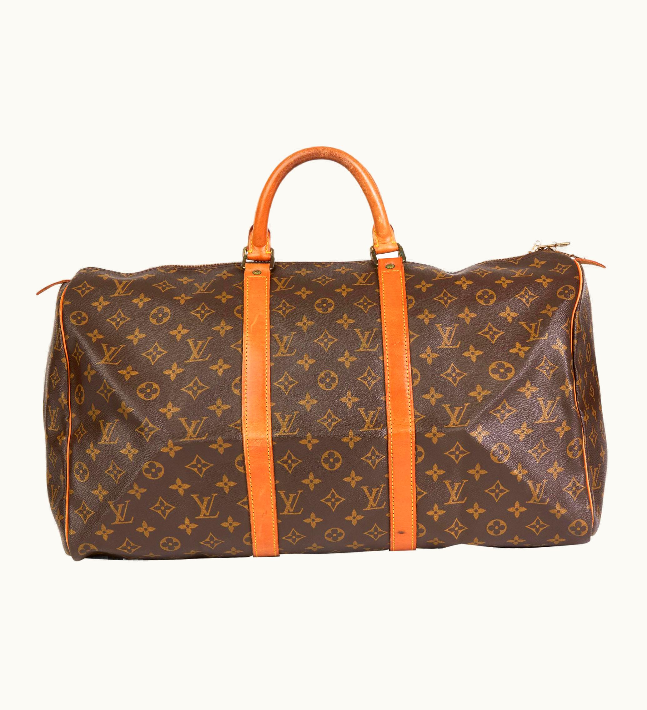 Louis Vuitton 1981 Louis Vuitton Brown Monogram Coated Canvas & Vachetta Vintage Keepall UZ0581378
