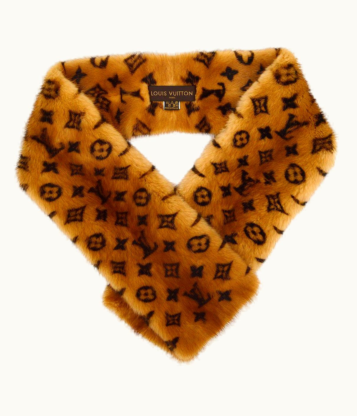 Louis Vuitton Monogram Logo Mink Fur Scarf