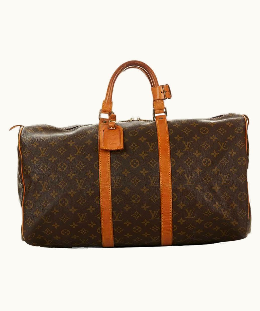 Louis Vuitton 1982 Louis Vuitton Brown Coated Monogram Canvas Vintage Keepall