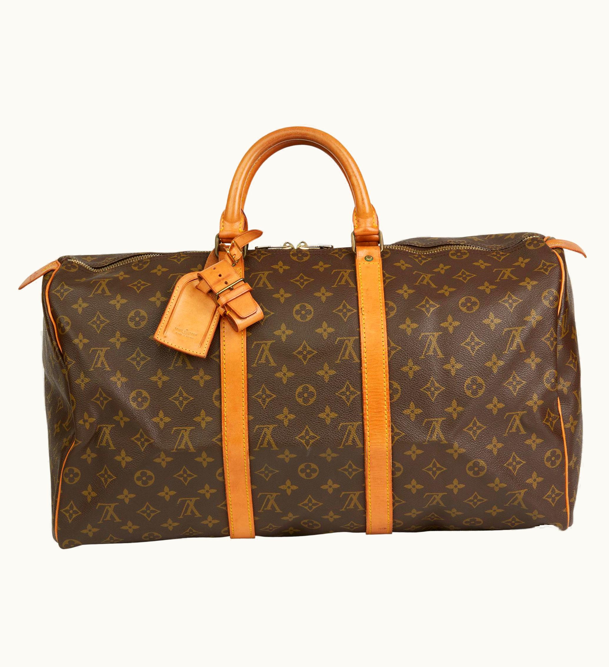 Louis Vuitton 1982 Louis Vuitton Brown Monogram Coated Canvas & Vachetta Vintage Keepall UZ0581454