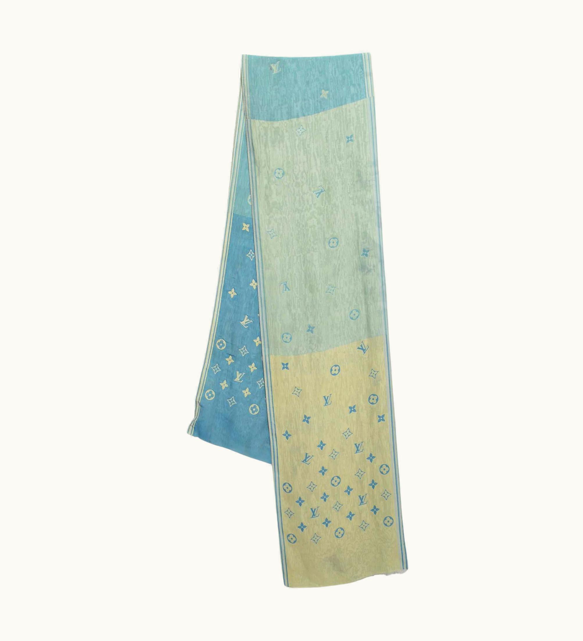 Louis Vuitton Blue & Yellow Monogrammed Silk Scarf