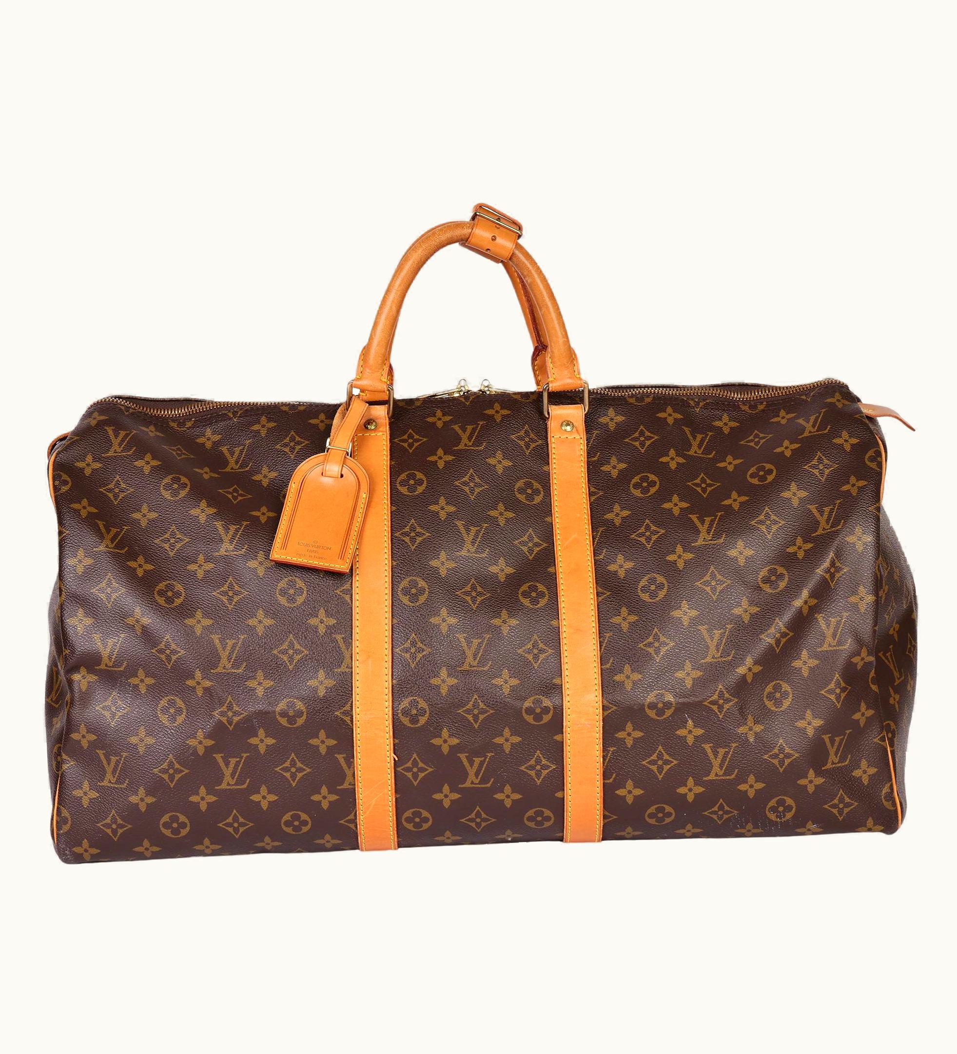 Louis Vuitton Brown Monogram Coated Canvas & Vachetta Leather Vintage Keepall UZ0581503
