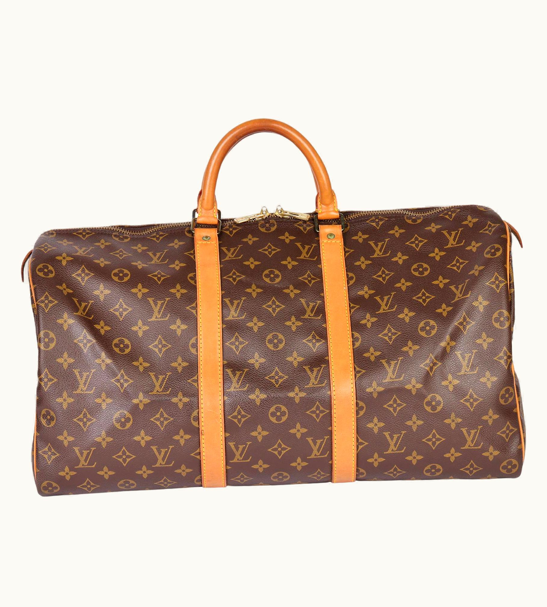 Louis Vuitton Brown Monogram Coated Canvas & Vachetta Leather Vintage Keepall UZ0581505