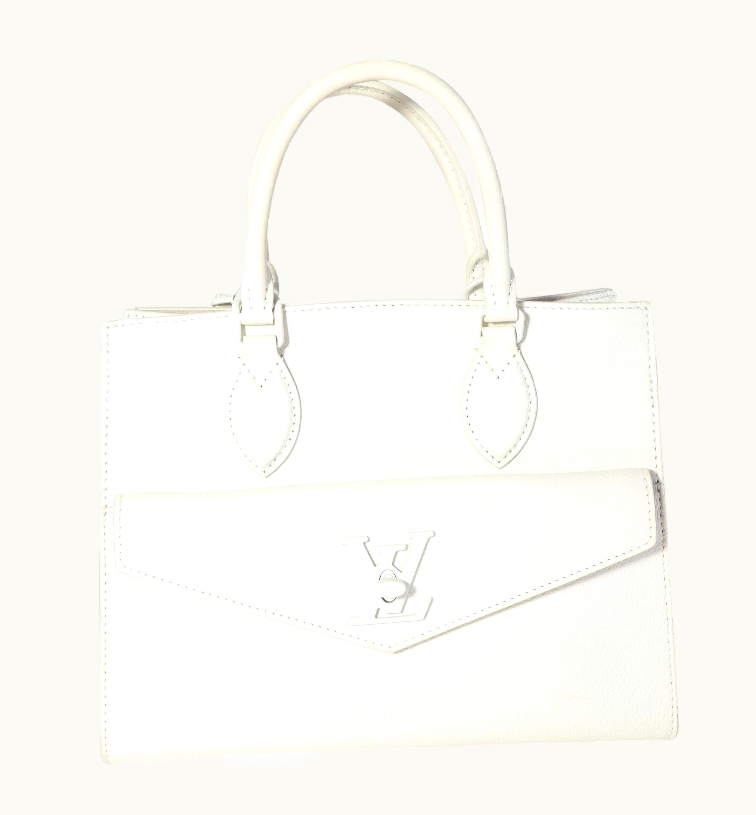 Louis Vuitton White Leather Monochrome Lockme Tote Pm