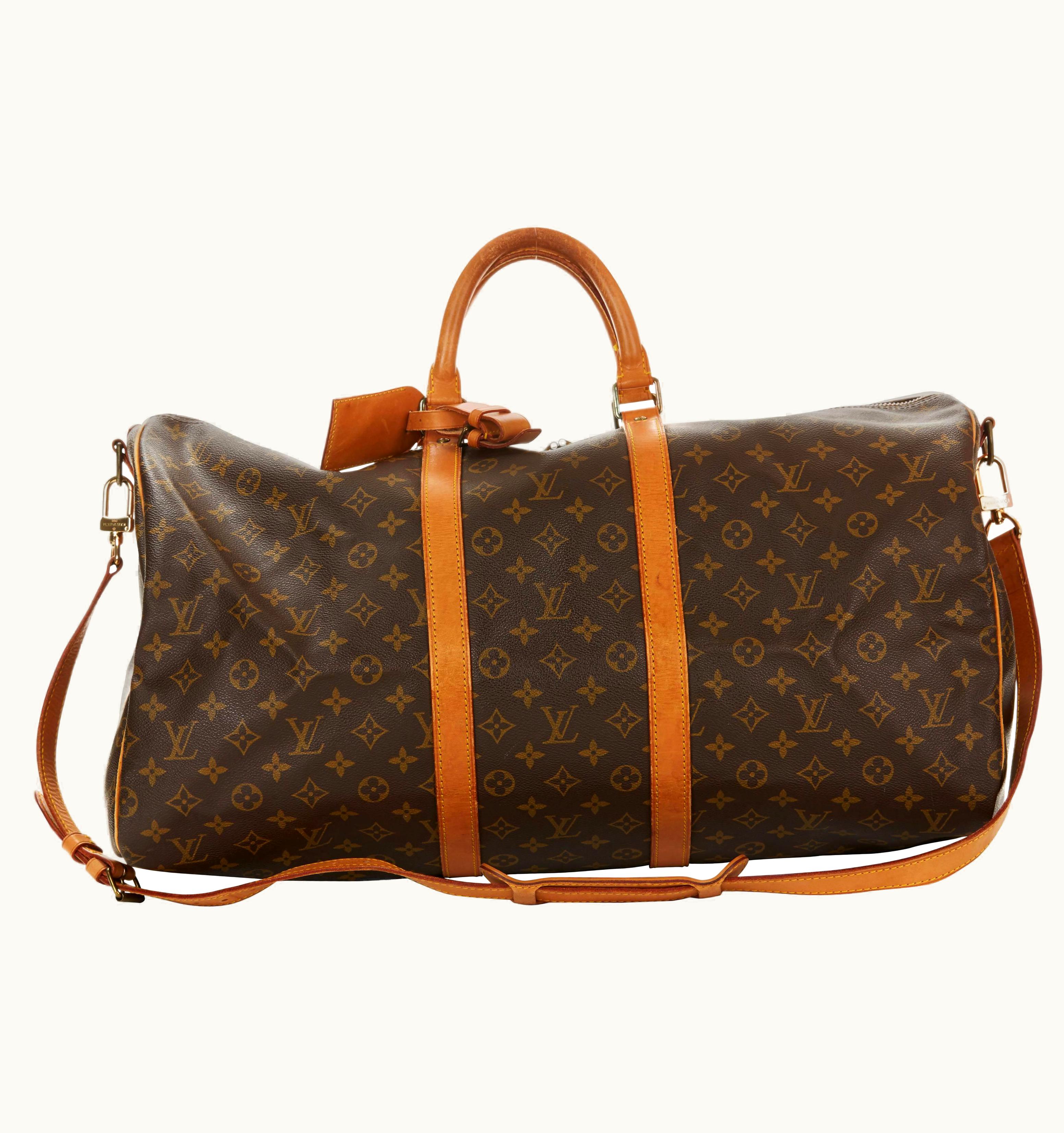 Louis Vuitton 1988 Louis Vuitton Brown Coated Monogram Canvas Vintage Keepall Bandouliere