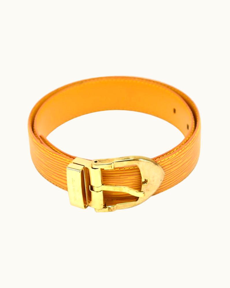 Louis Vuitton 1990' Louis Vuitton Yellow Epi Leather Ceinture With Gold Buckle Belt