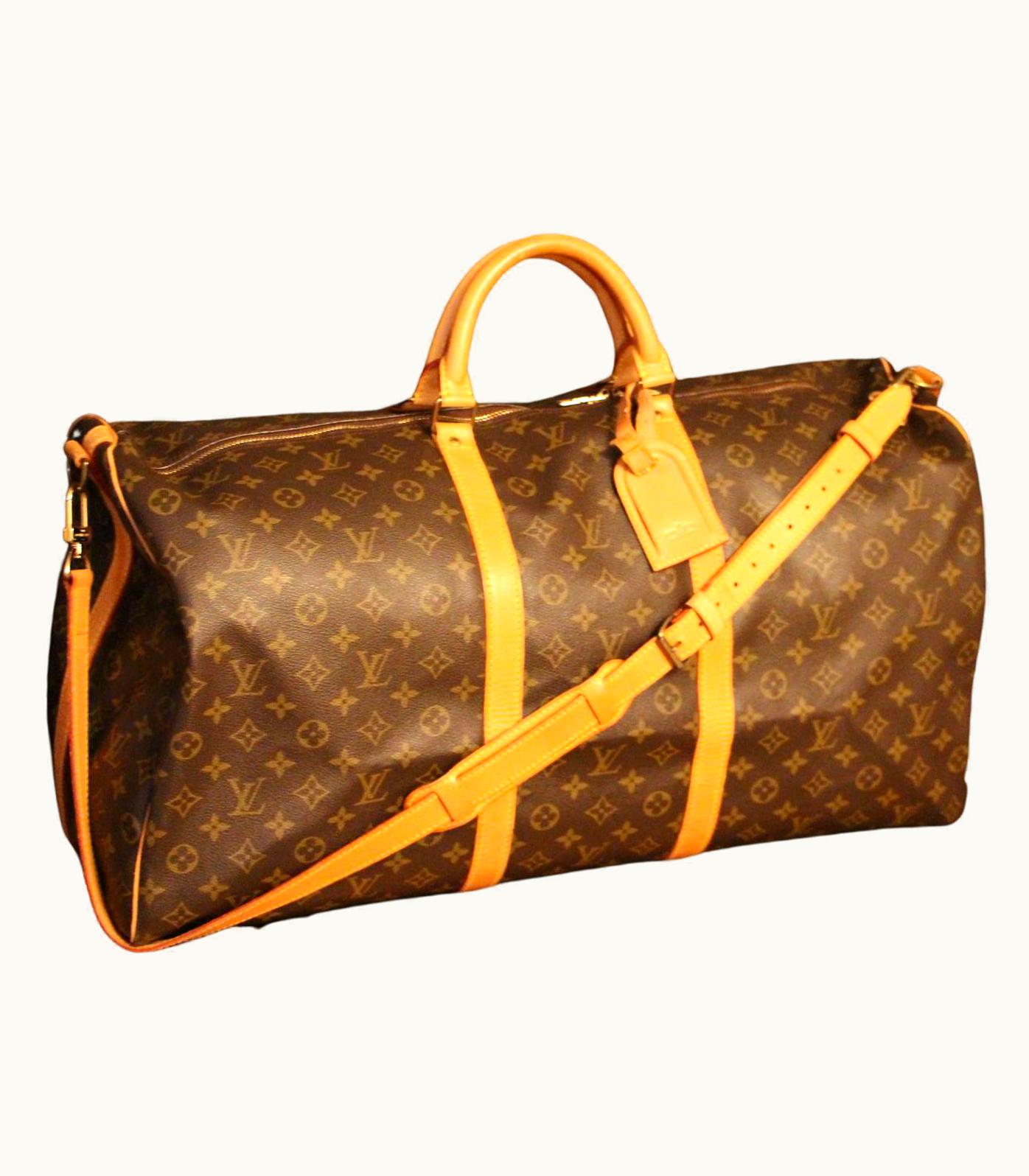 Louis Vuitton Extra Large Louis Vuitton Bandouliere Monogram Canvas Keepall 60 Cm Travel Bag