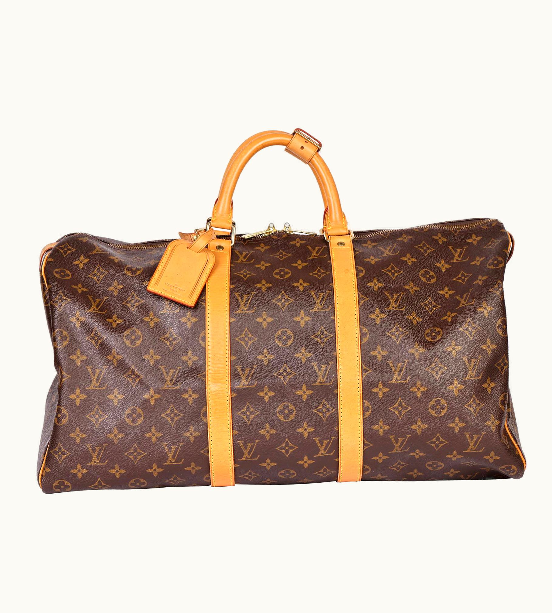 Louis Vuitton Brown Monogram Coated Canvas & Vachetta Leather Vintage Keepall UZ0581613