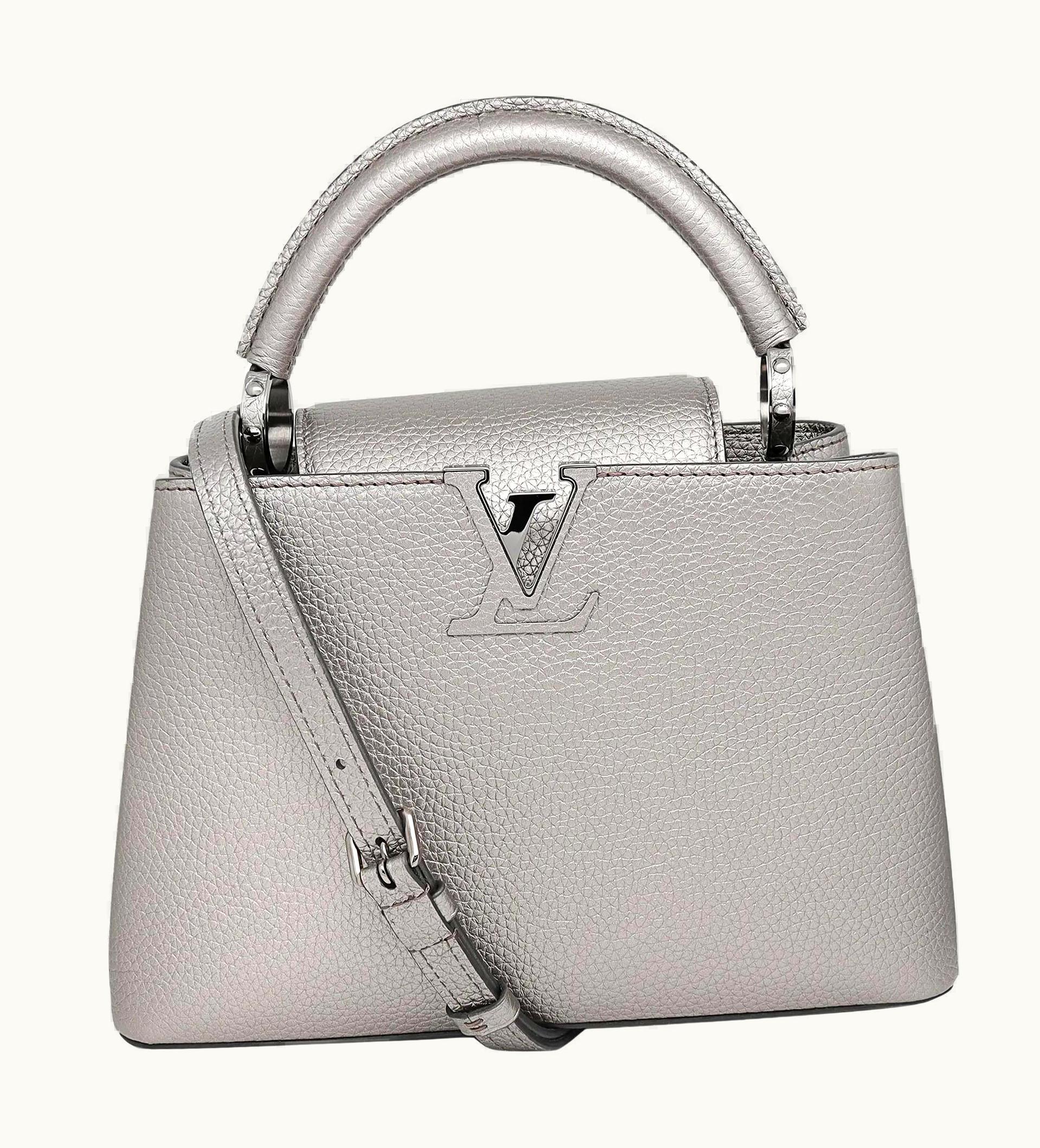Louis Vuitton Capucines Bb Metallic Grey Top Handle Handbag
