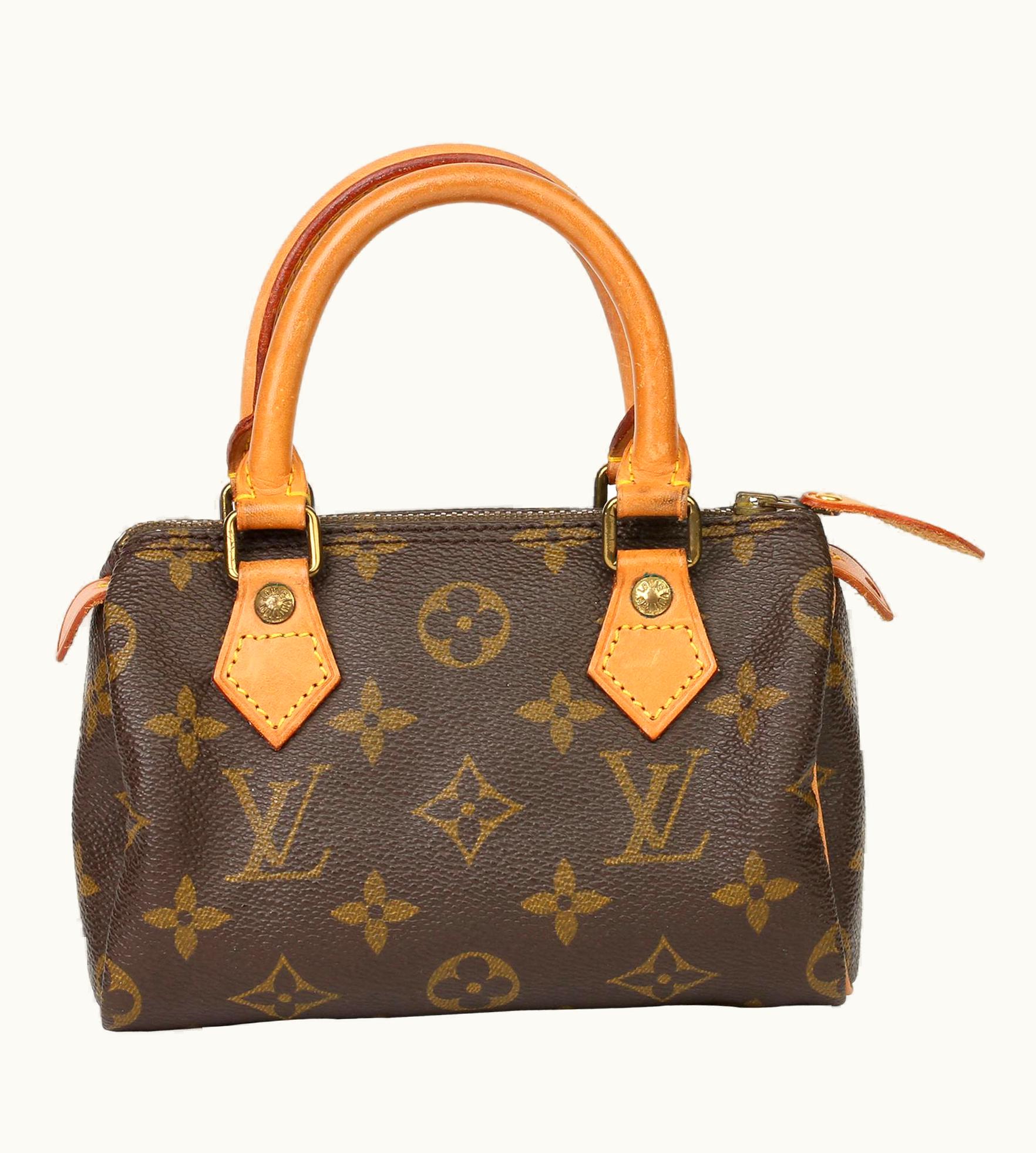 Louis Vuitton 1991 Louis Vuitton Brown Monogram Coated Canvas & Leather Vintage Mini Hl Speedy