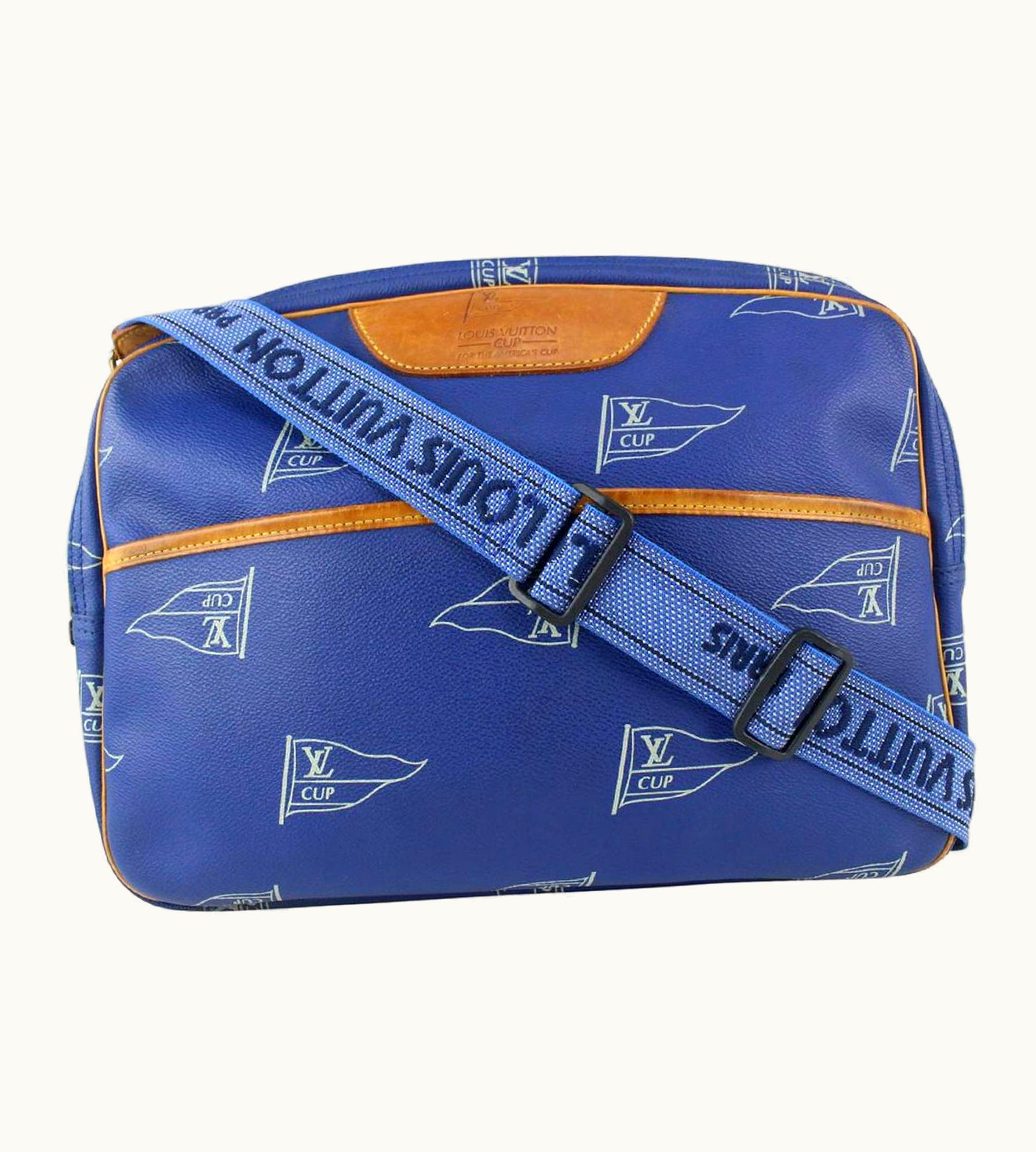 Louis Vuitton 1991 Lv Cup Blue Monogram Sail Sac Cowes Messenger Bag 826lv89