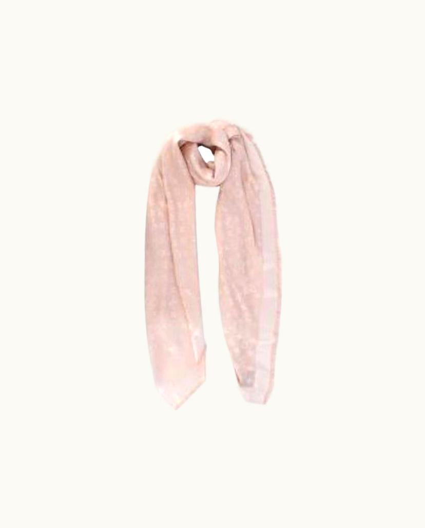 Louis Vuitton Pink Denim Monogram Wool & Silk Stole
