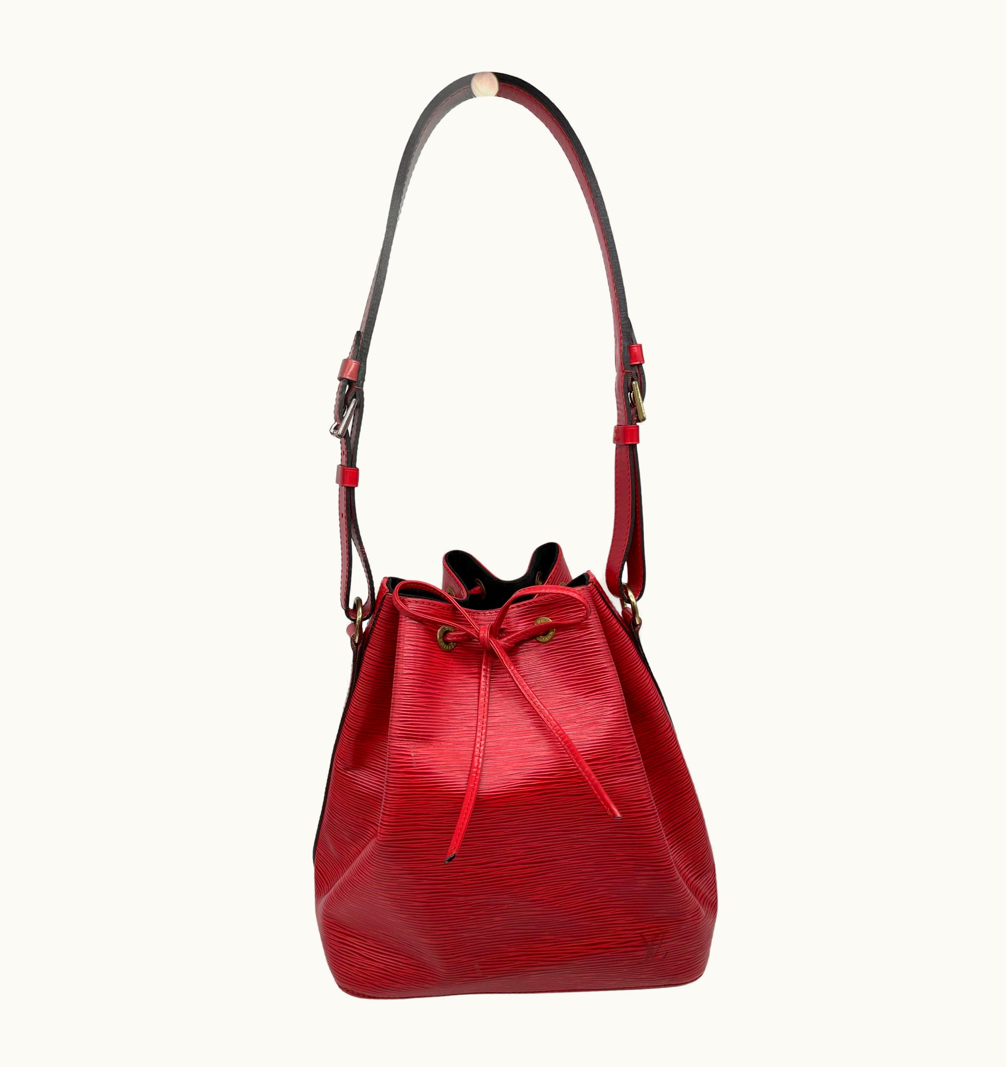 Louis Vuitton "Noe" Pm Bucket Bag In Red Epi Leather Shoulder Bag, France
