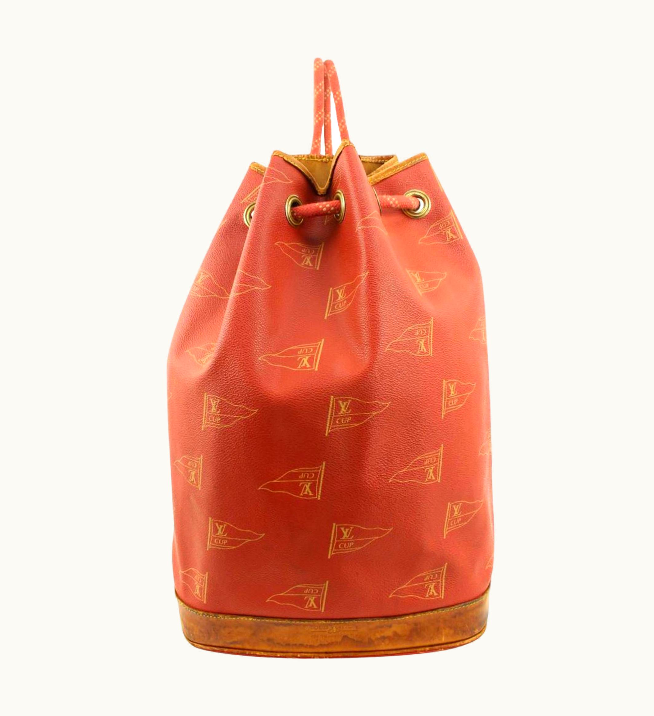 Louis Vuitton 1995 Lv Cup Red St Tropez Drawstring Bucket Hobo 97lv228s