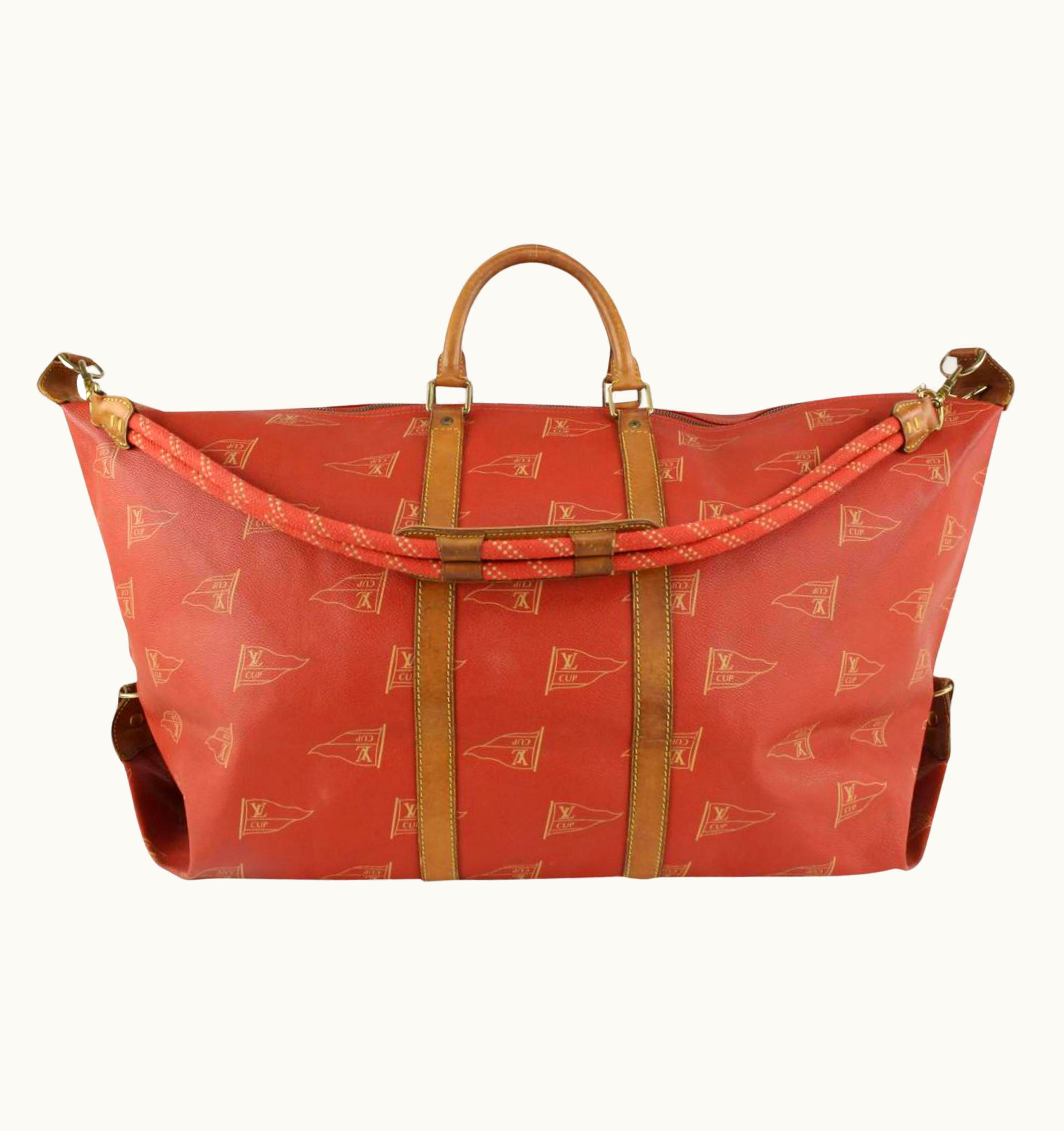 Louis Vuitton 1995 Lv Cup Red Monogram Abogani Keepall Bandouliere Kabul 126lv43