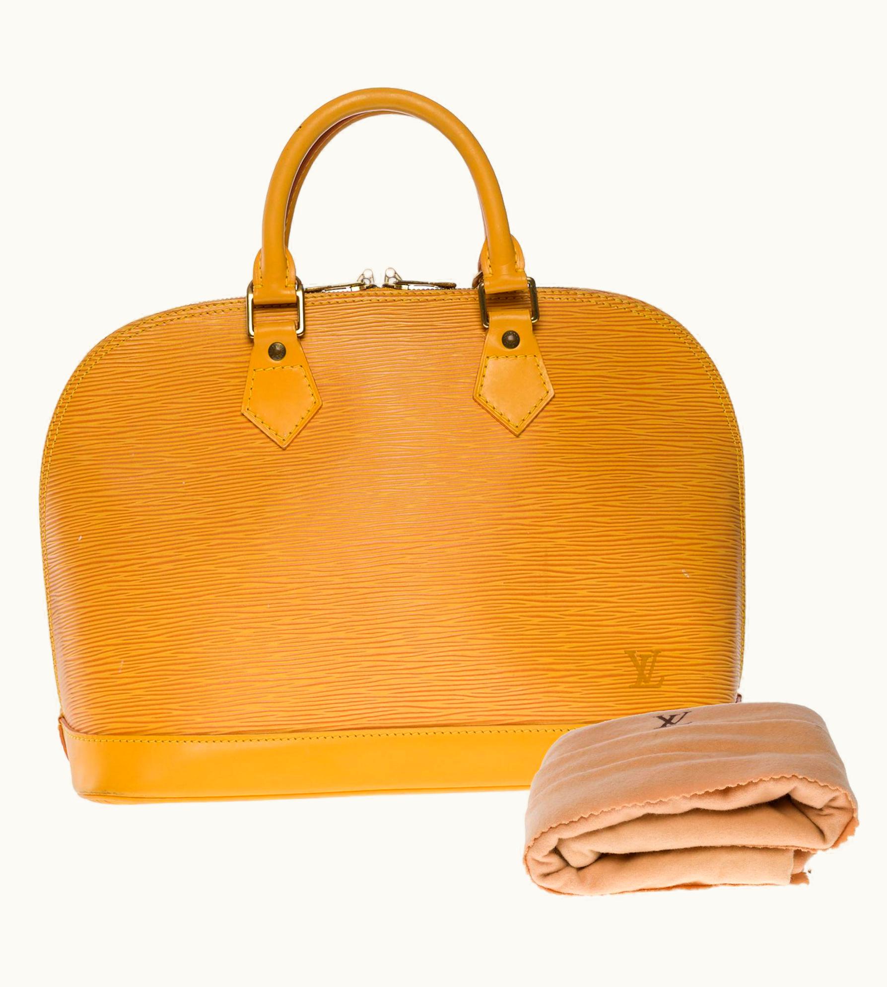 Louis Vuitton Alma Handbag In Yellow Epi Leather With Gold Hardware