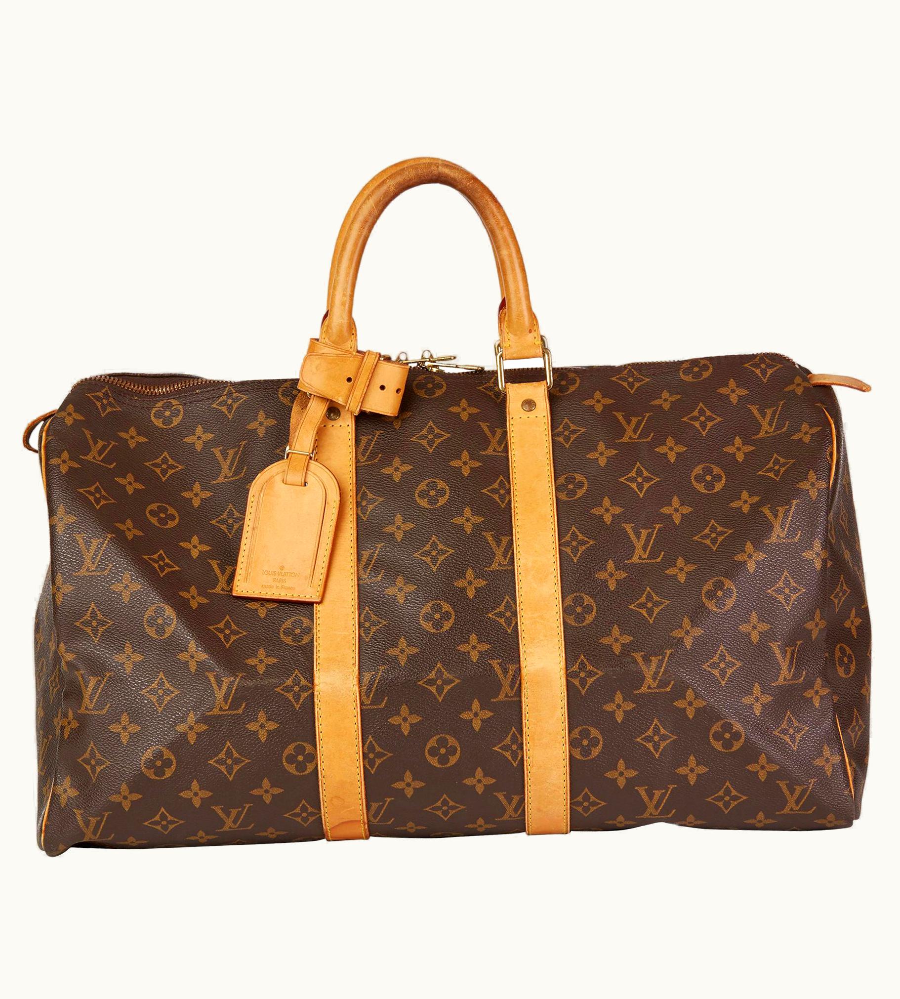Louis Vuitton 1997 Louis Vuitton Brown Monogram Coated Canvas, Leather Vintage Keepall
