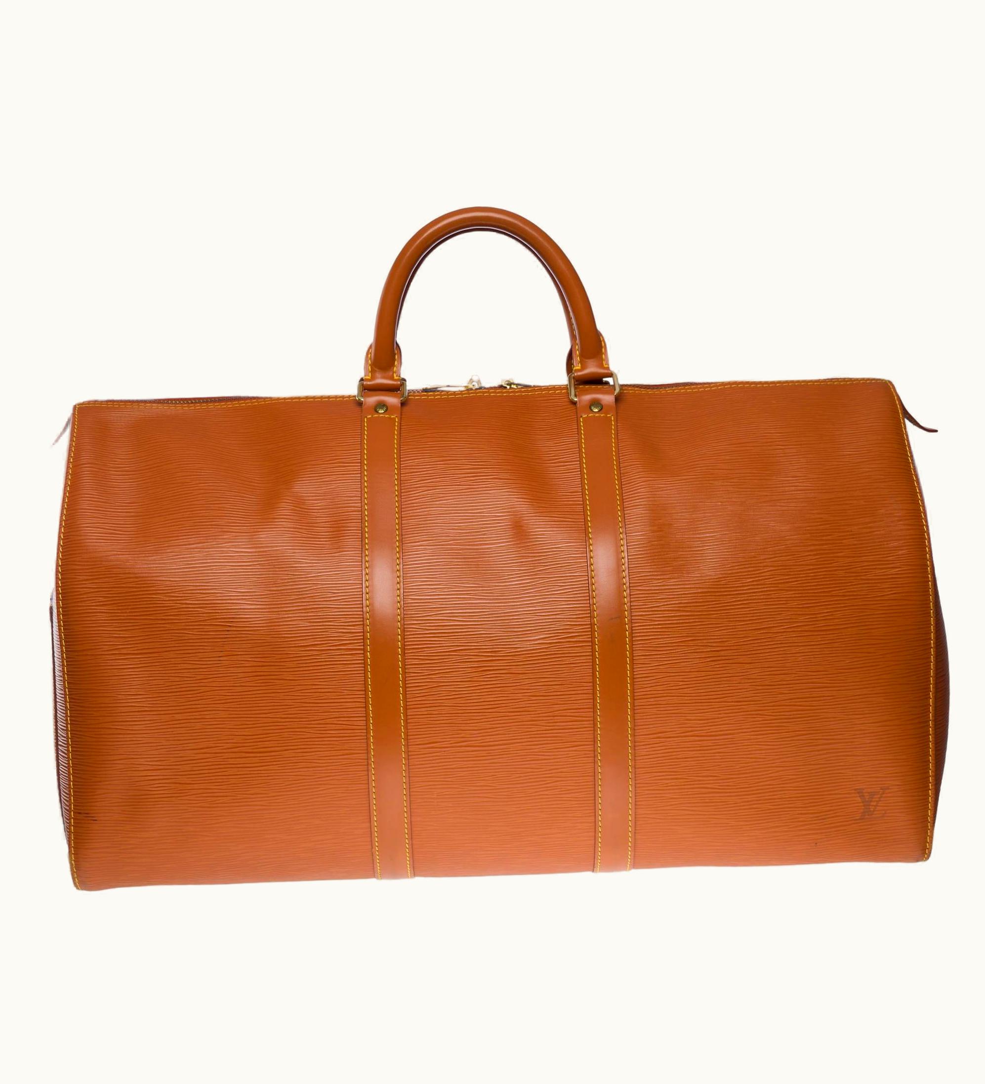 Louis Vuitton Keepall 50 Travel Bag In Cognac Epi Leather, Ghw
