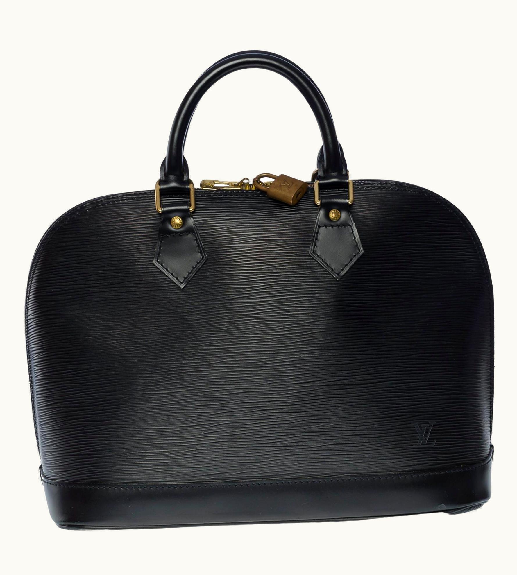 Louis Vuitton Alma Handbag In Black épi Leather With Gold Hardware