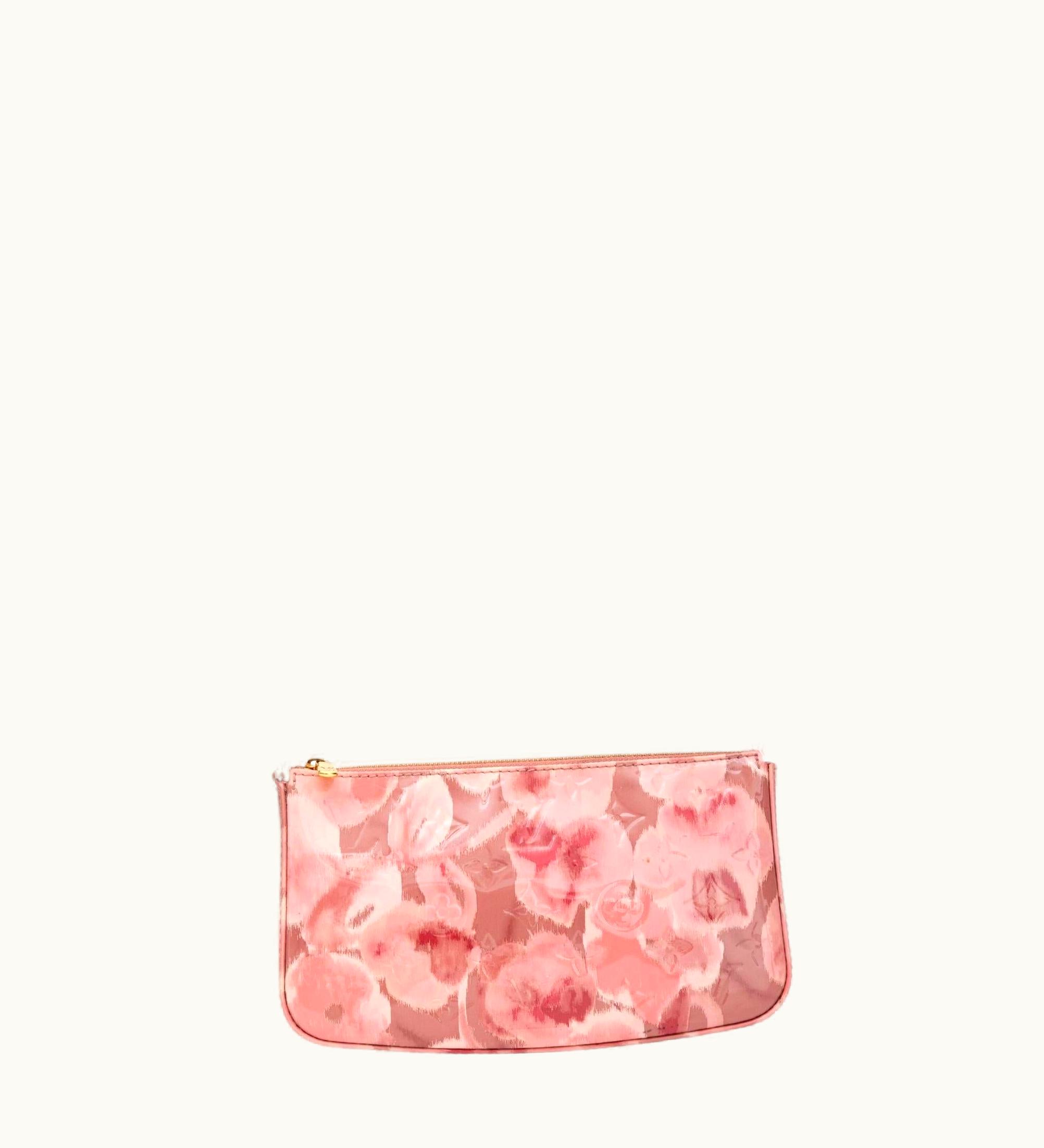 Louis Vuitton Vernis Rose Velours Monogram Ikat Pochette Accessories Nm (2013) B