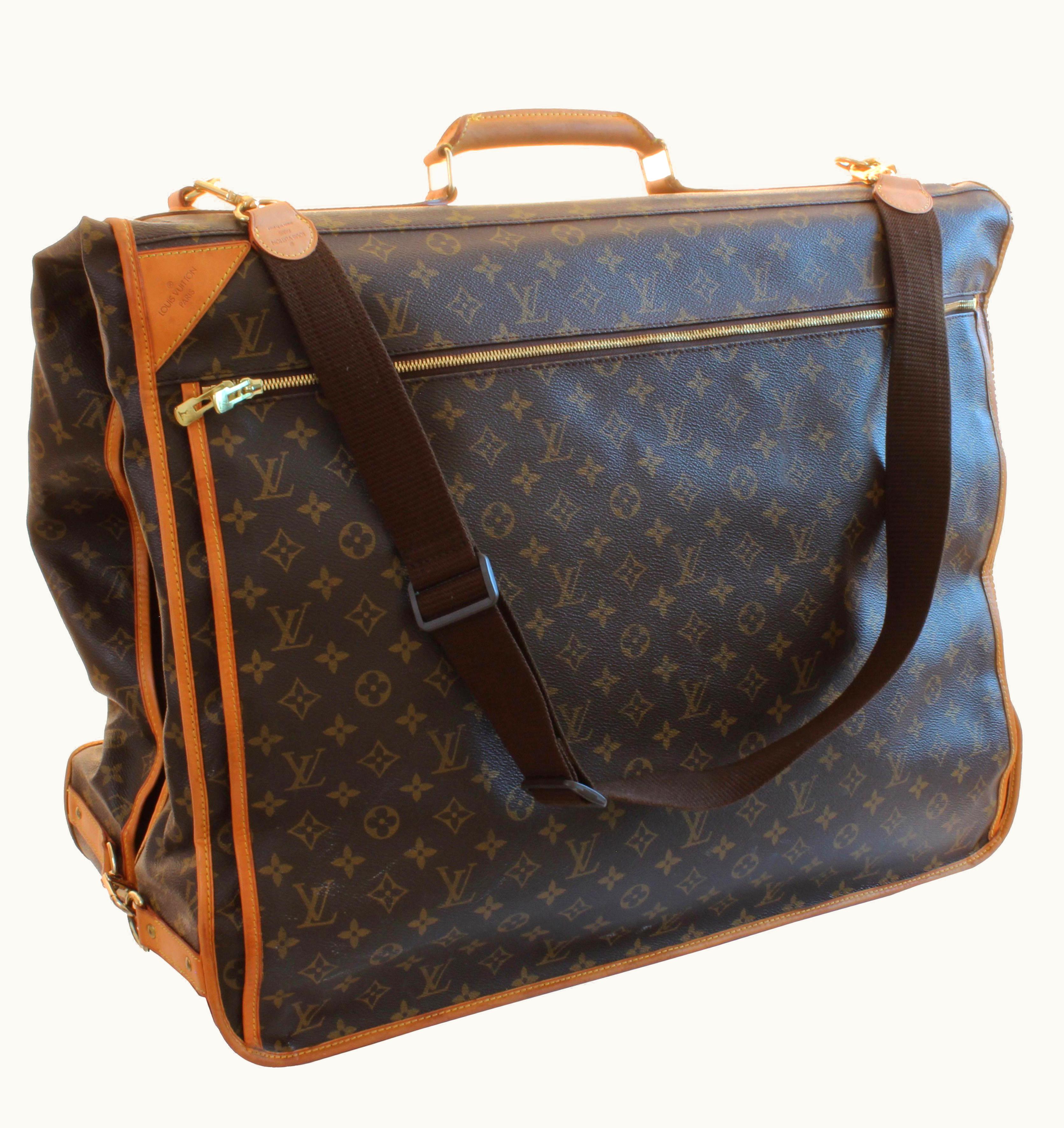 Louis Vuitton Monogram Garment Bag Suitcase Travel Luggage + Shoulder Strap 1999
