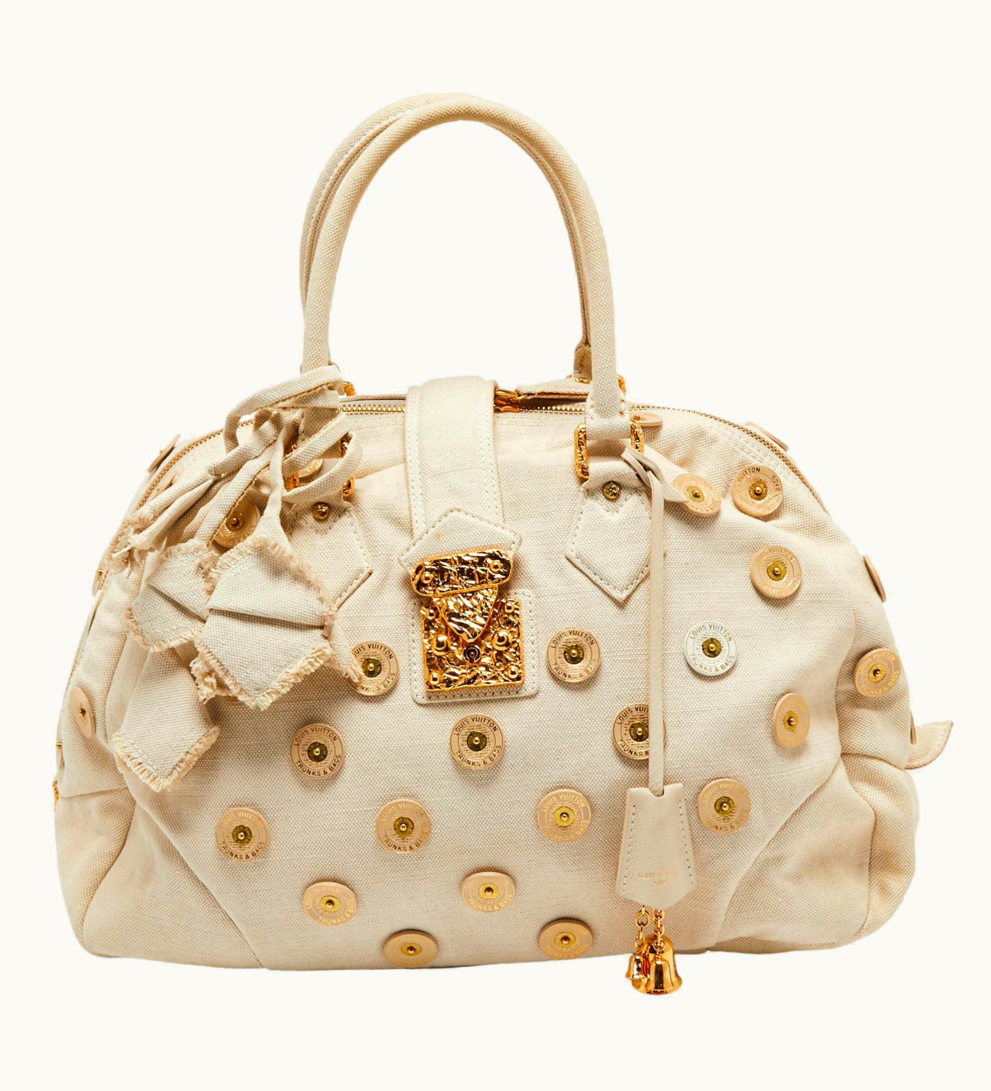 Louis Vuitton Cream Canvas Polka Dot Panama Bowly Bag