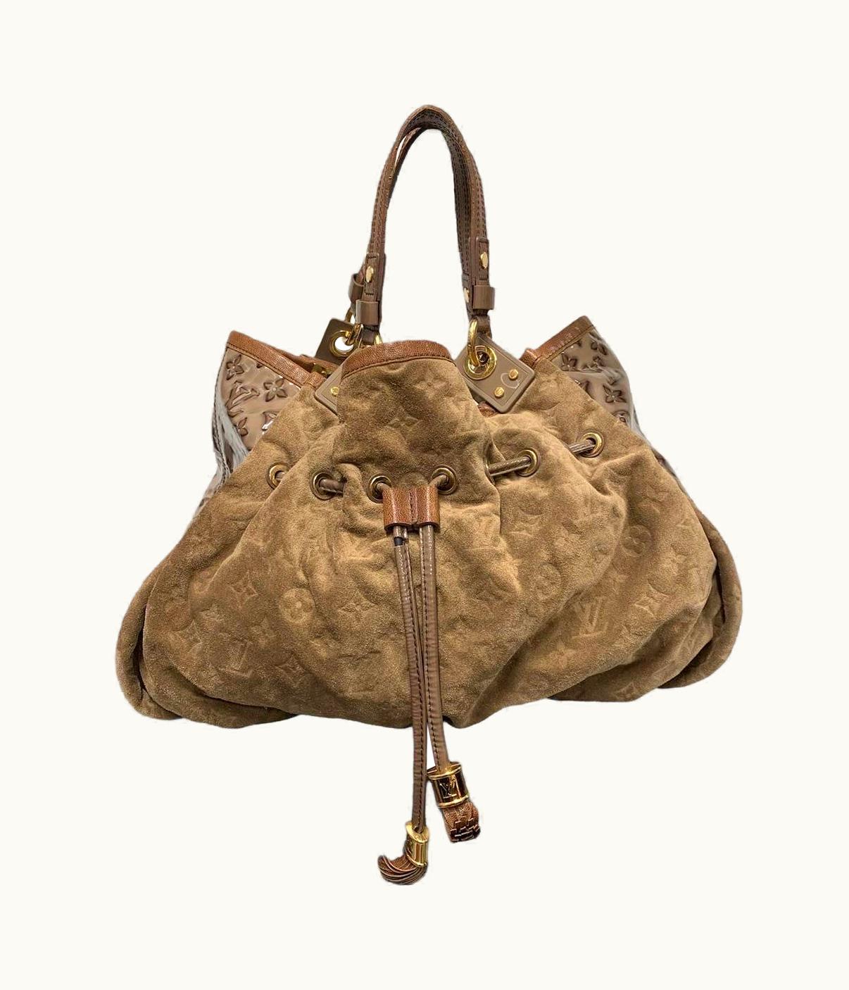 Louis Vuitton Irene Handbag Monogram Embossed Suede And Patent