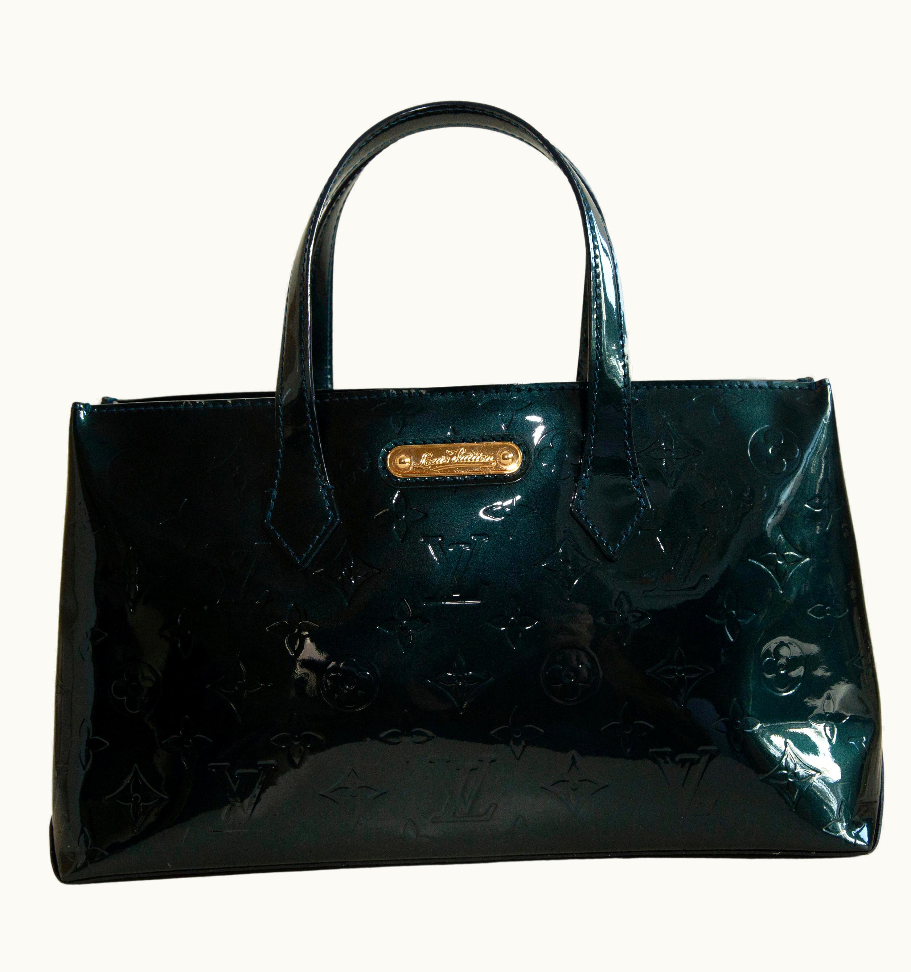 Louis Vuitton Bleu Nuit Monogram Vernis Wilshire Pm Tote Bag