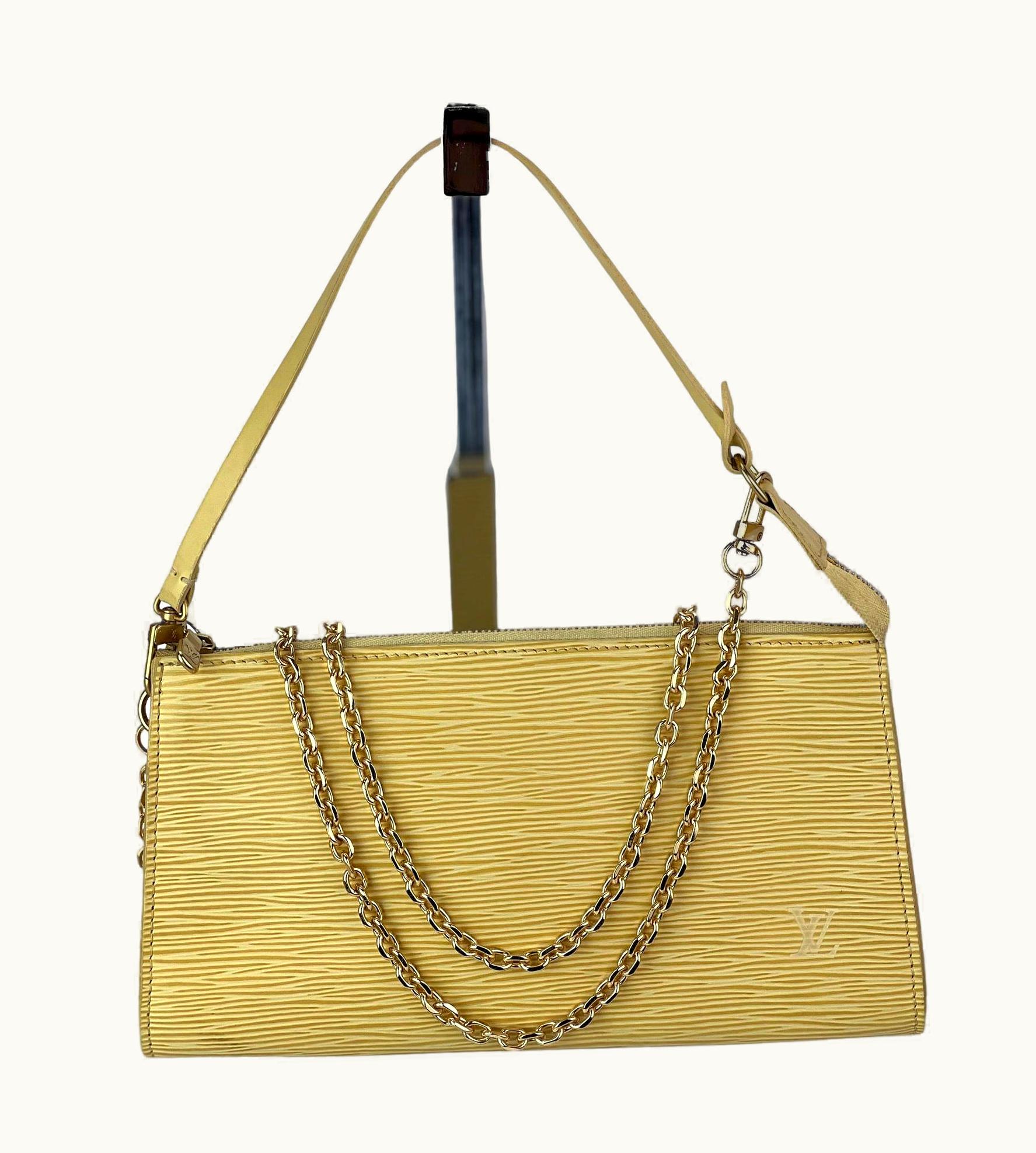Louis Vuitton Pochette Accessories Epi 24 Yellow Leather Crossbody Bag