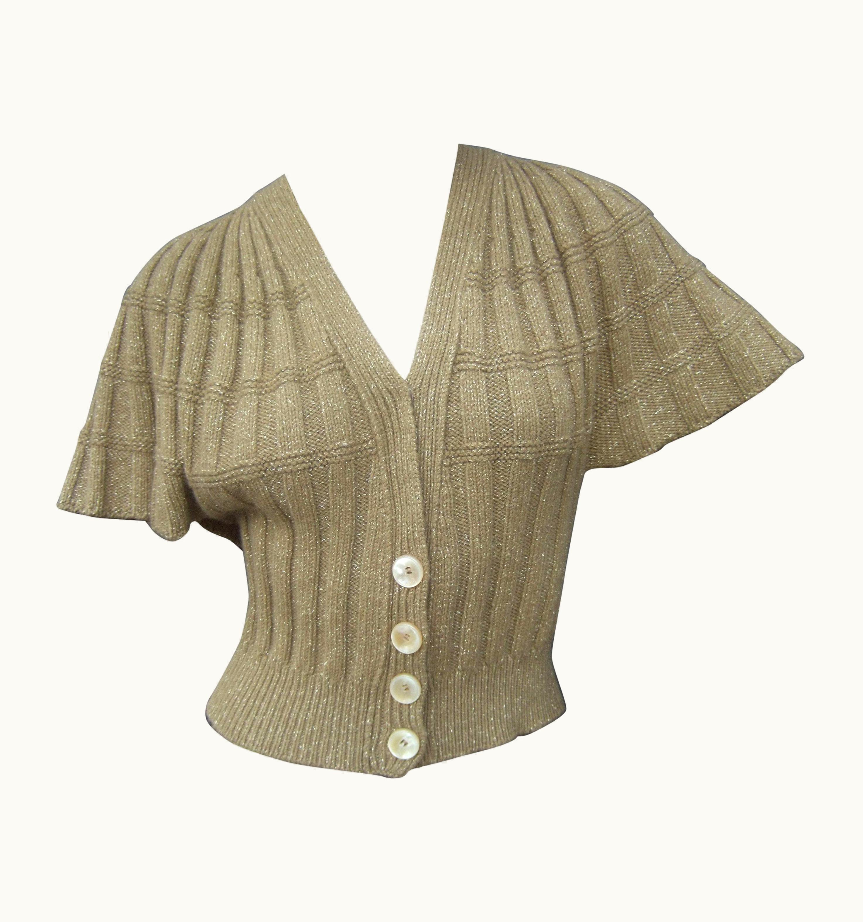 Louis Vuitton Paris Italian Knit Brown Cardigan C 21st C