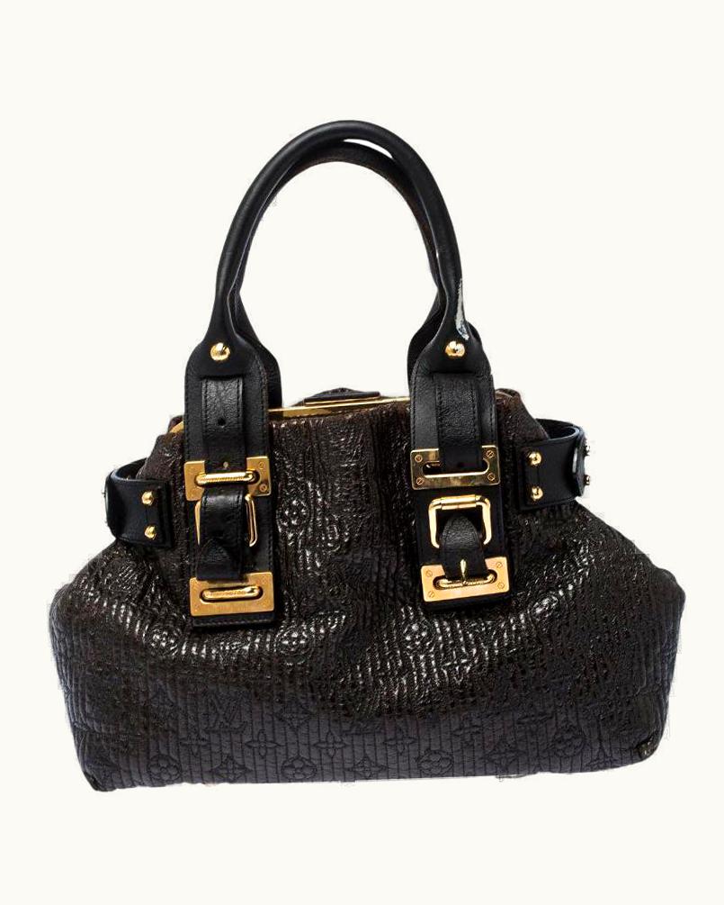 Louis Vuitton Dark Brown Monogram Patent Leather Motard Biker Bag