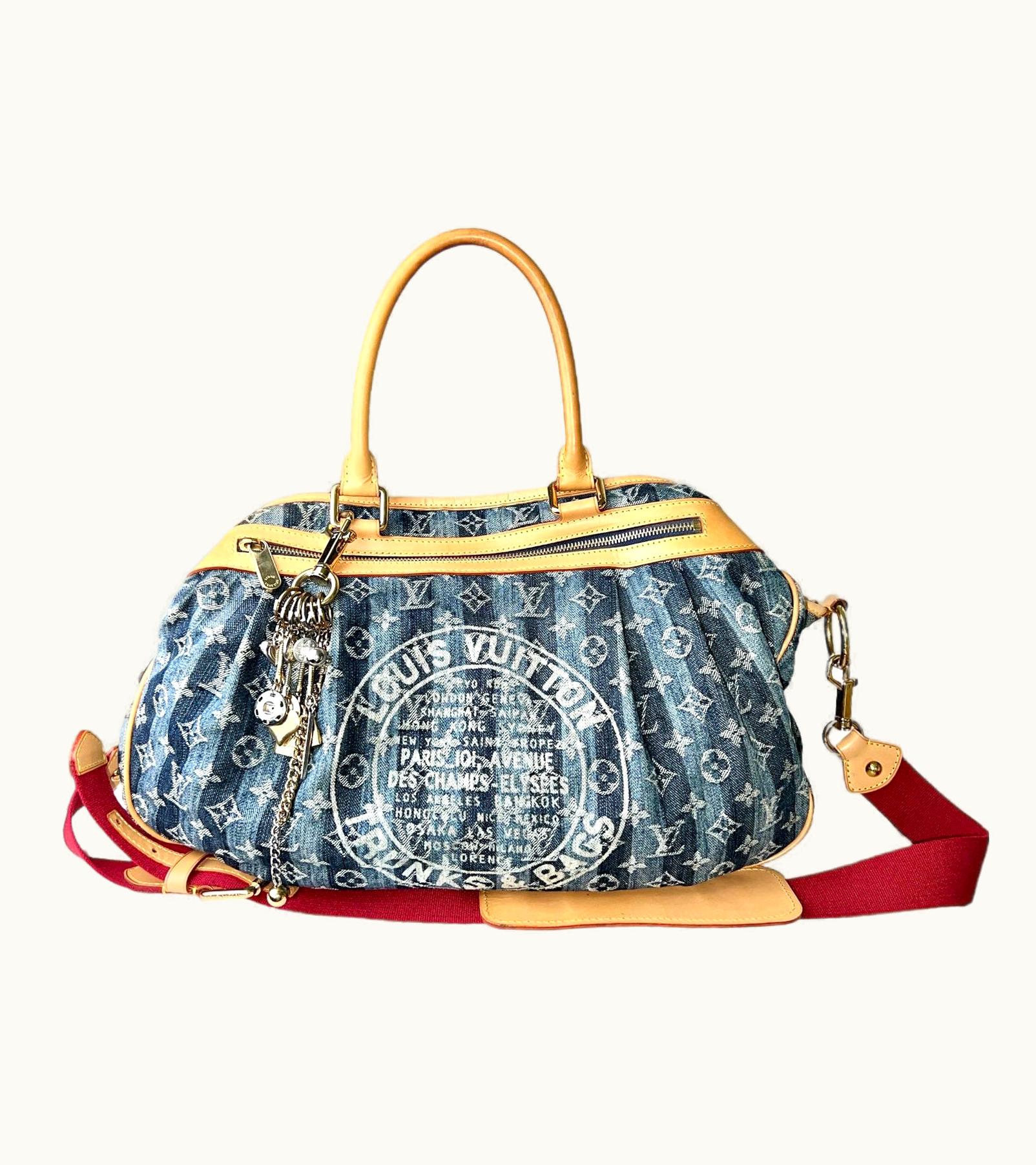 Louis Vuitton Monogram Denim Trunks & Bags Travel Shoulder Bag Weekender & Charm