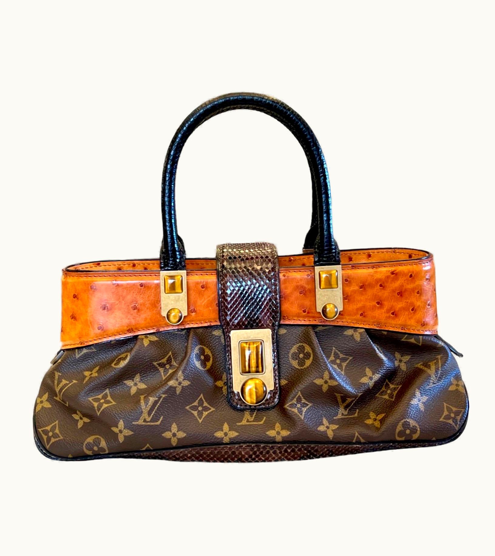 Louis Vuitton Unworn Exotic Louis Vuitton Marc Jacobs Monogram Canvas Ostrich Tiger Eye Bag