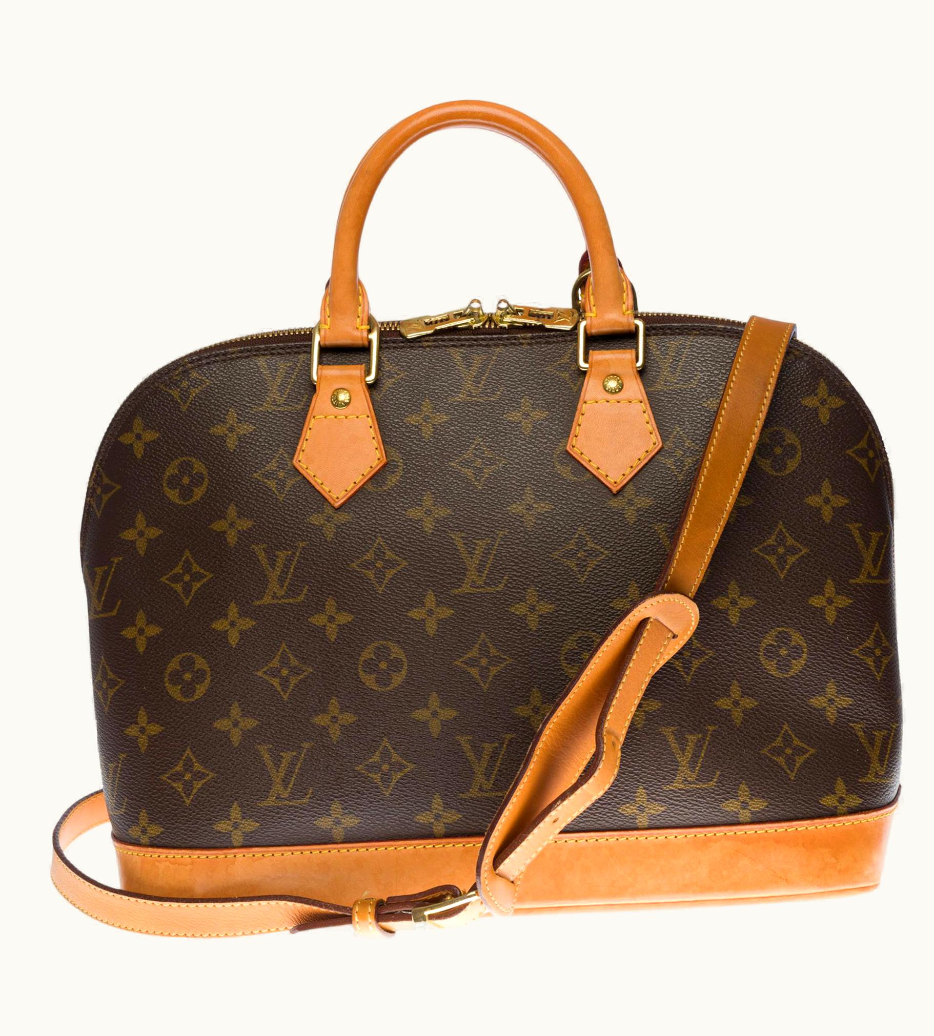 Louis Vuitton Alma mm Handbag With Strap In Brown Monogram Canvas