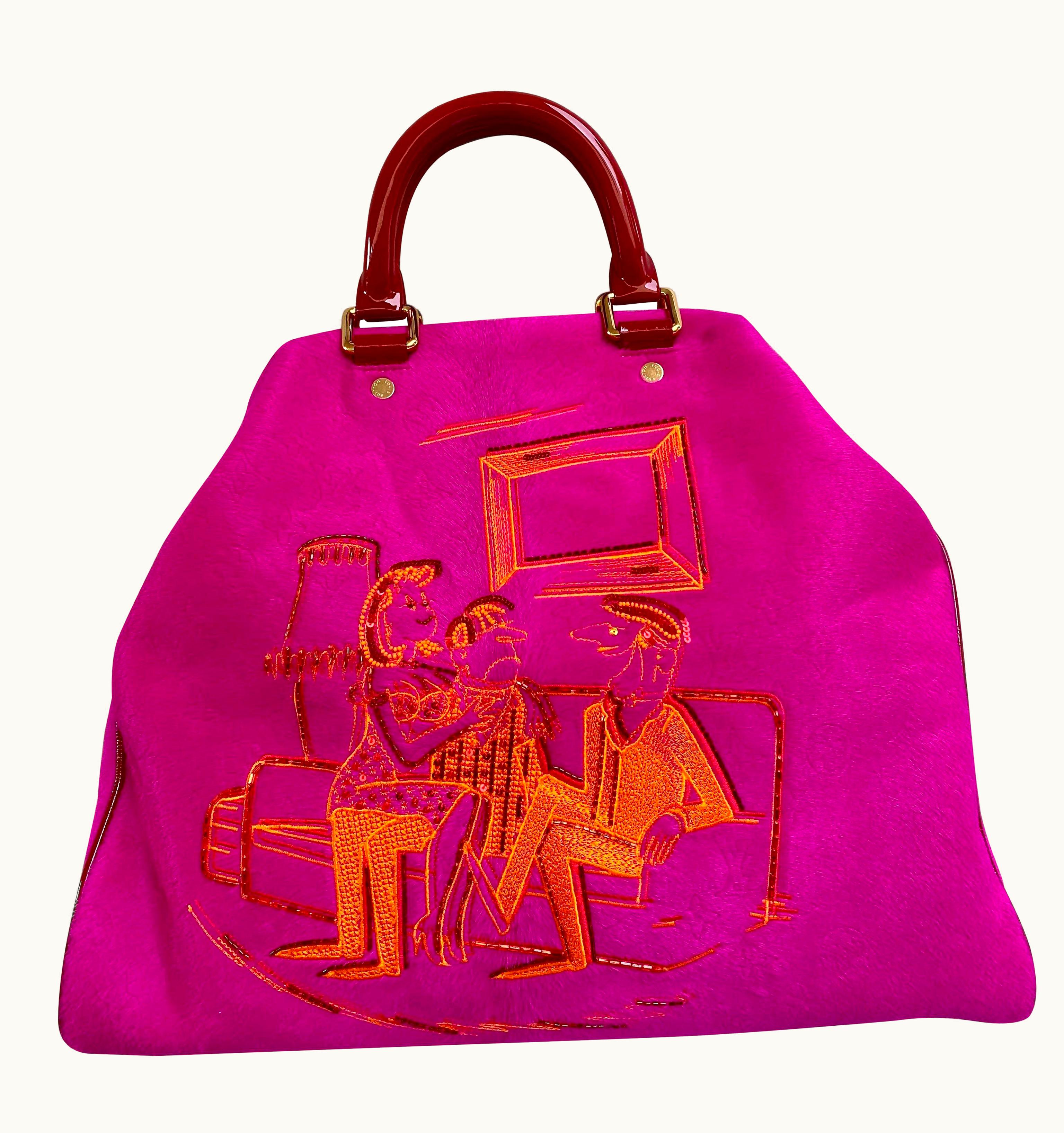 Louis Vuitton Rare Fuchsia Runway Cartoon Art Firebird Limited Edition Bag