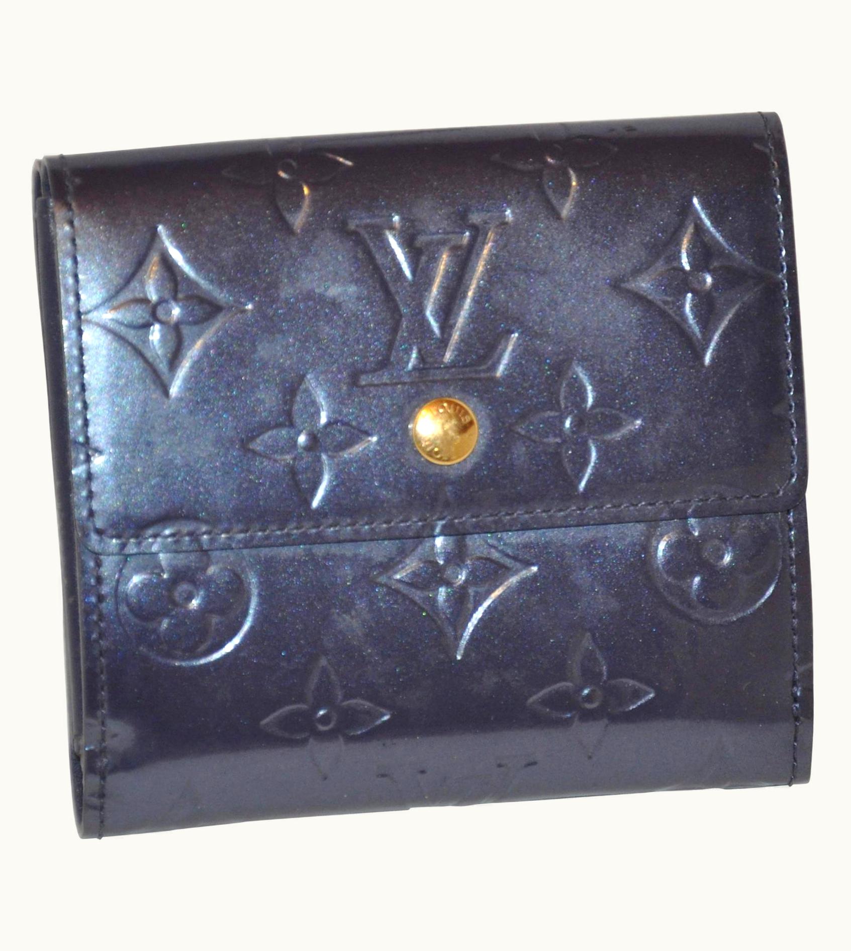 Louis Vuitton Pearl-Steel Signature Monogram Credit-Card And Change Wallet